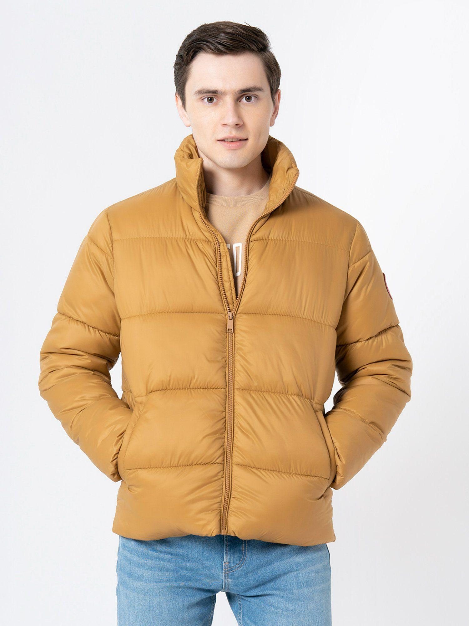 mens mustard solid jacket