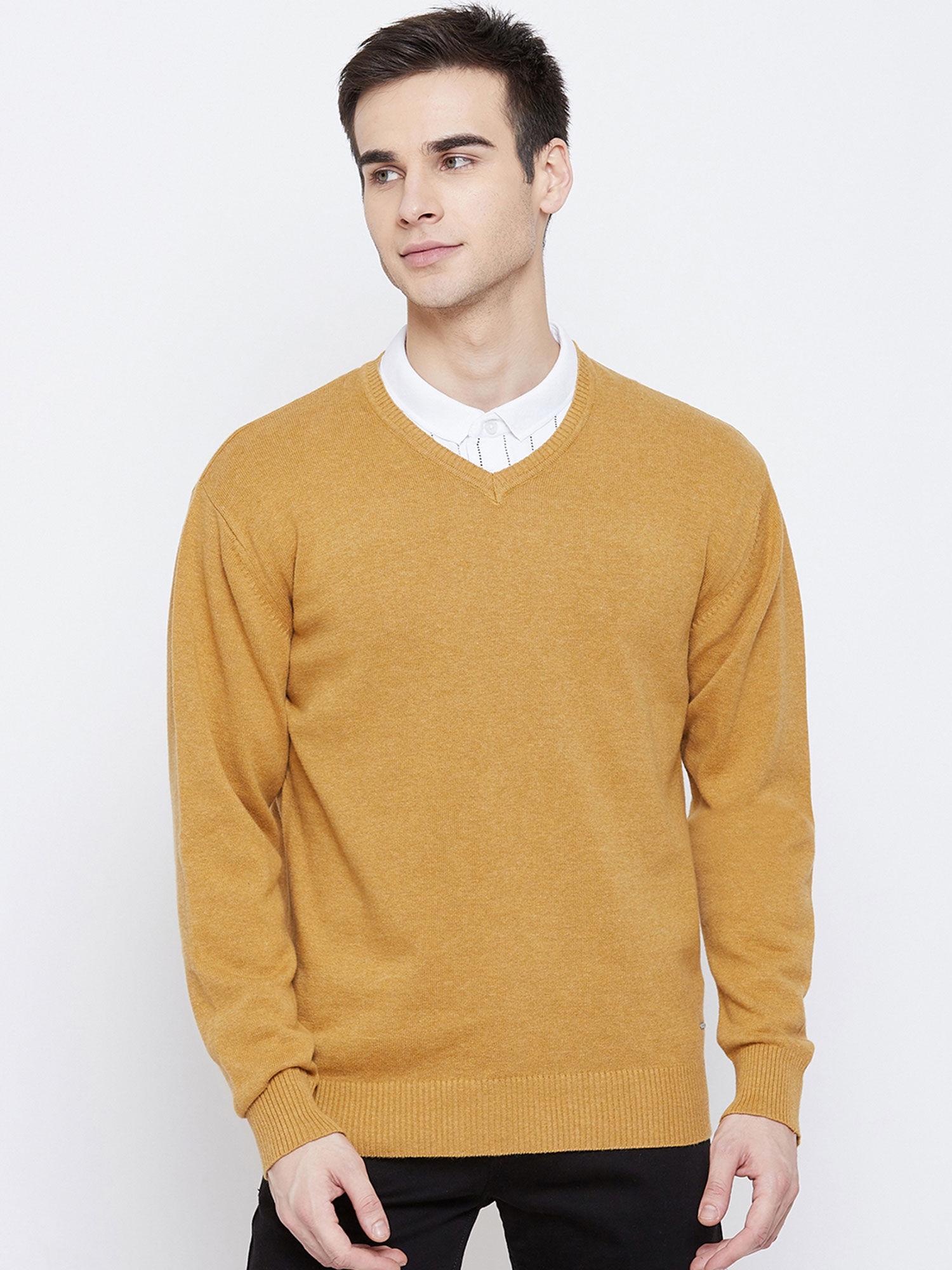 mens mustard solid sweater