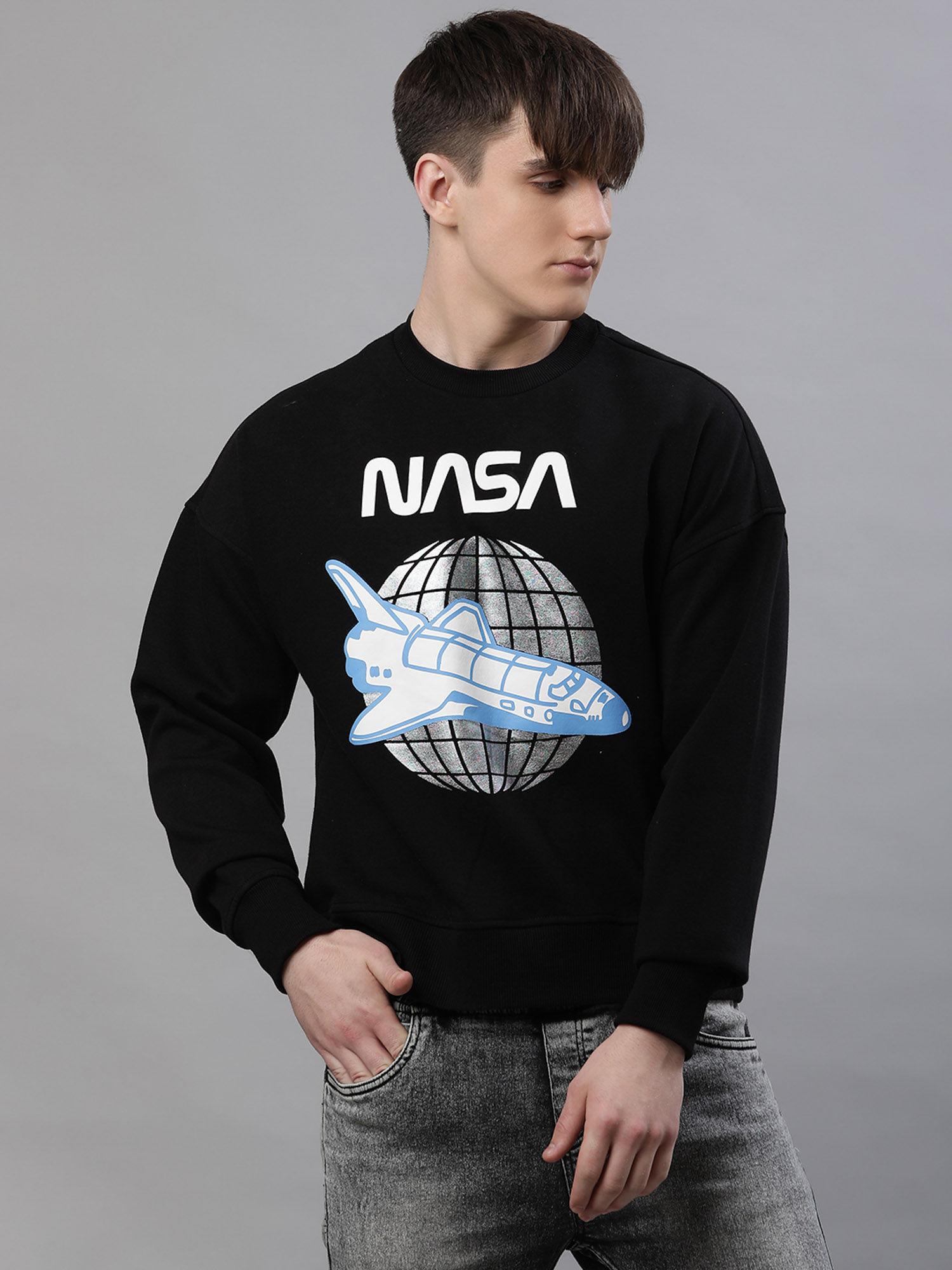 mens nasa printed black sweatshirt