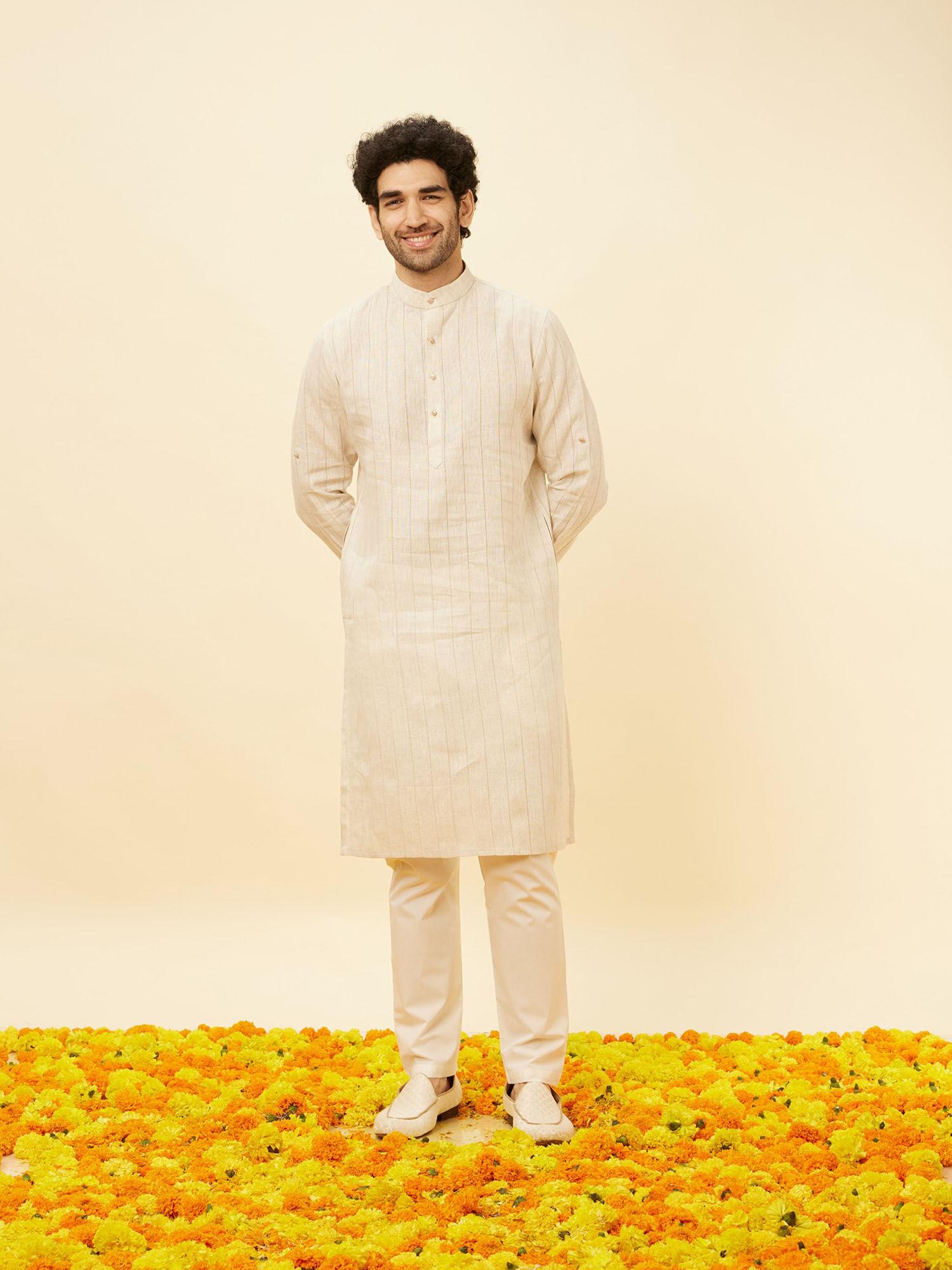 mens natural linen only kurta