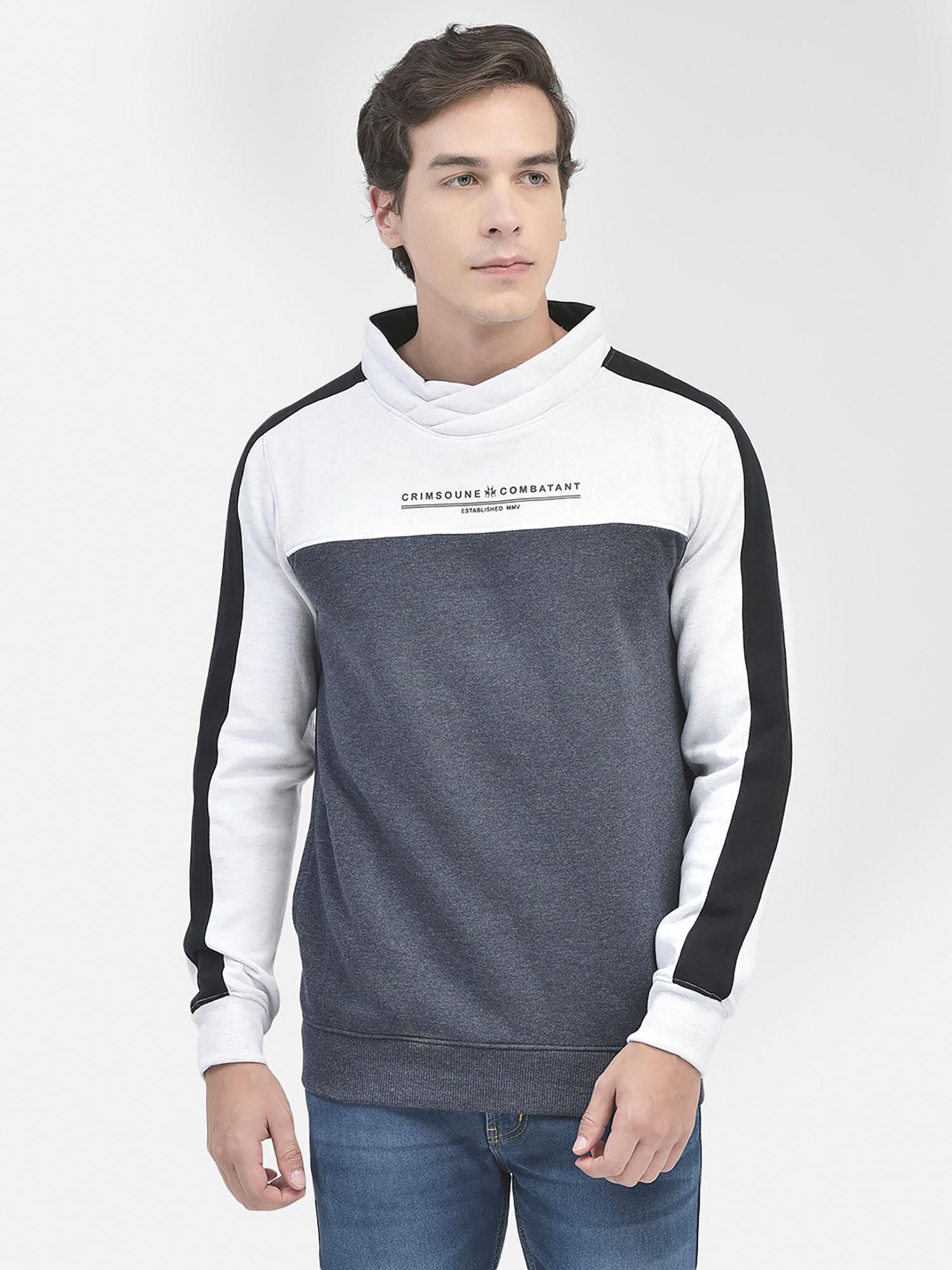 mens navy blue colourblocked sweatshirt