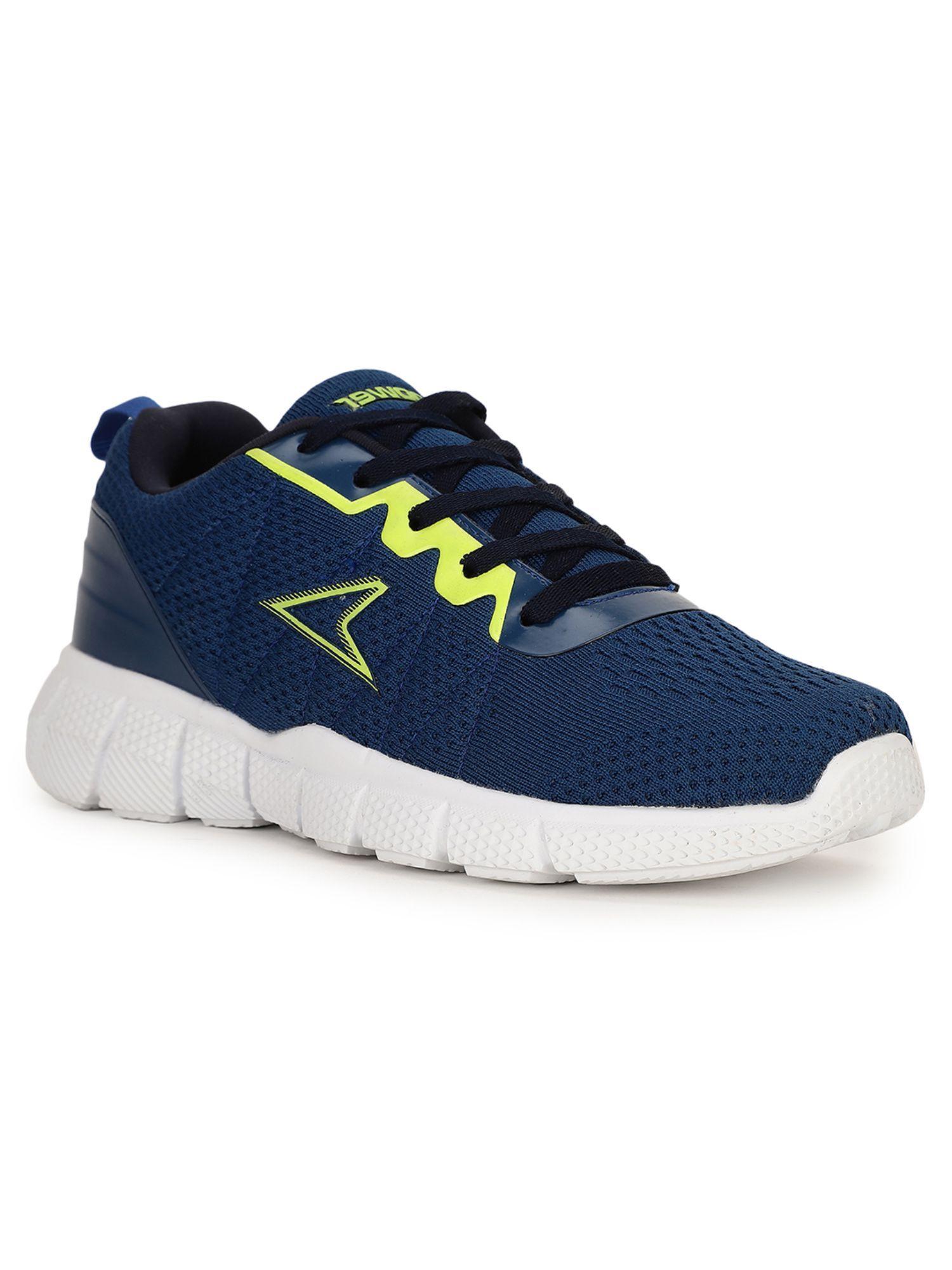 mens navy blue lace-ups running shoes