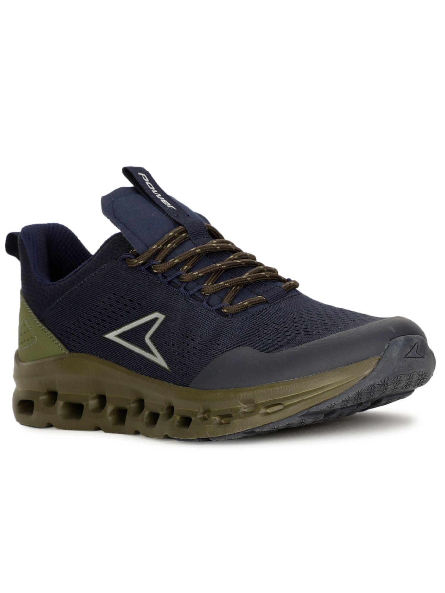 mens navy blue lace-ups running shoes