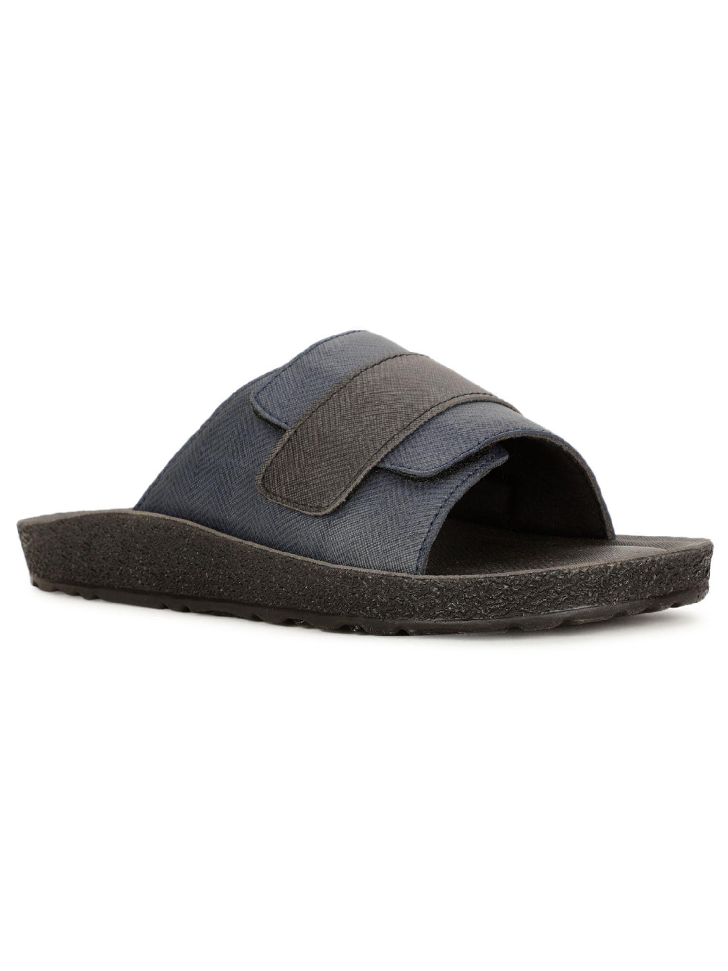 mens navy blue slip on casual sandals