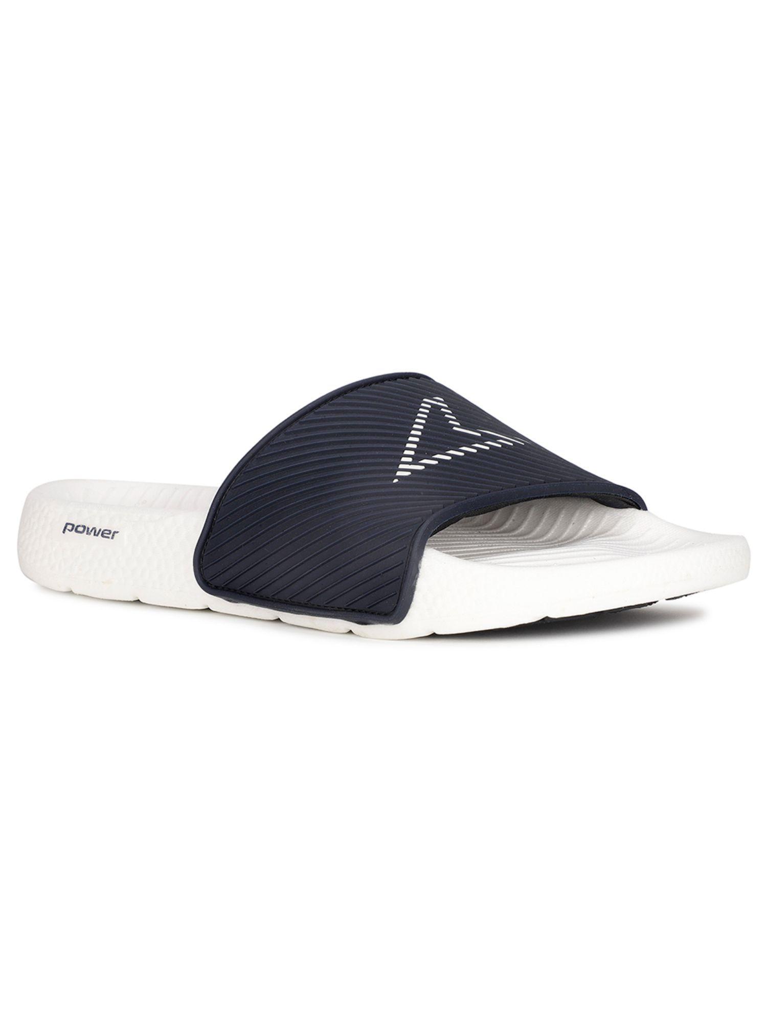 mens navy blue slip on casual sliders