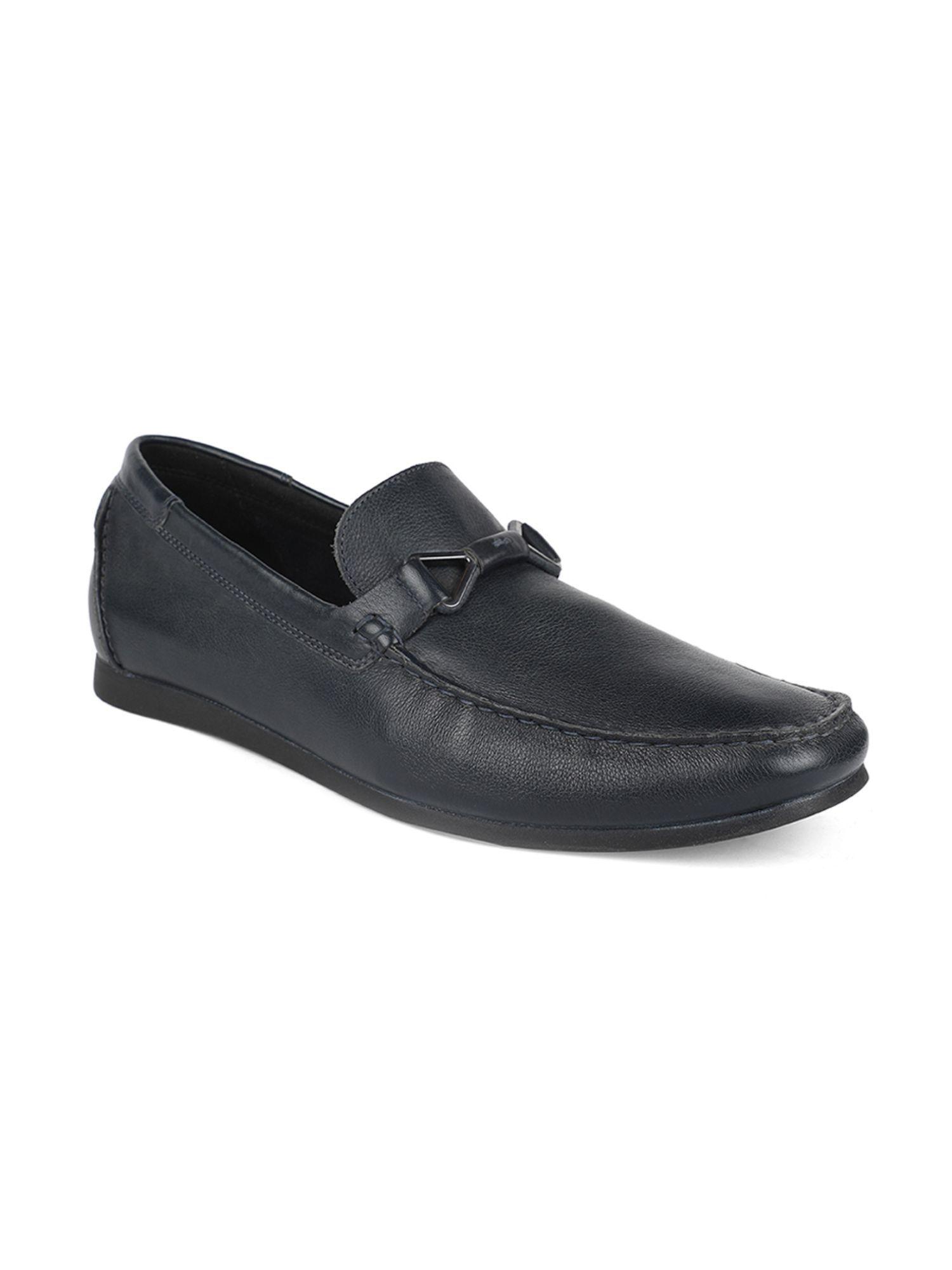 mens navy blue slip on formal loafers