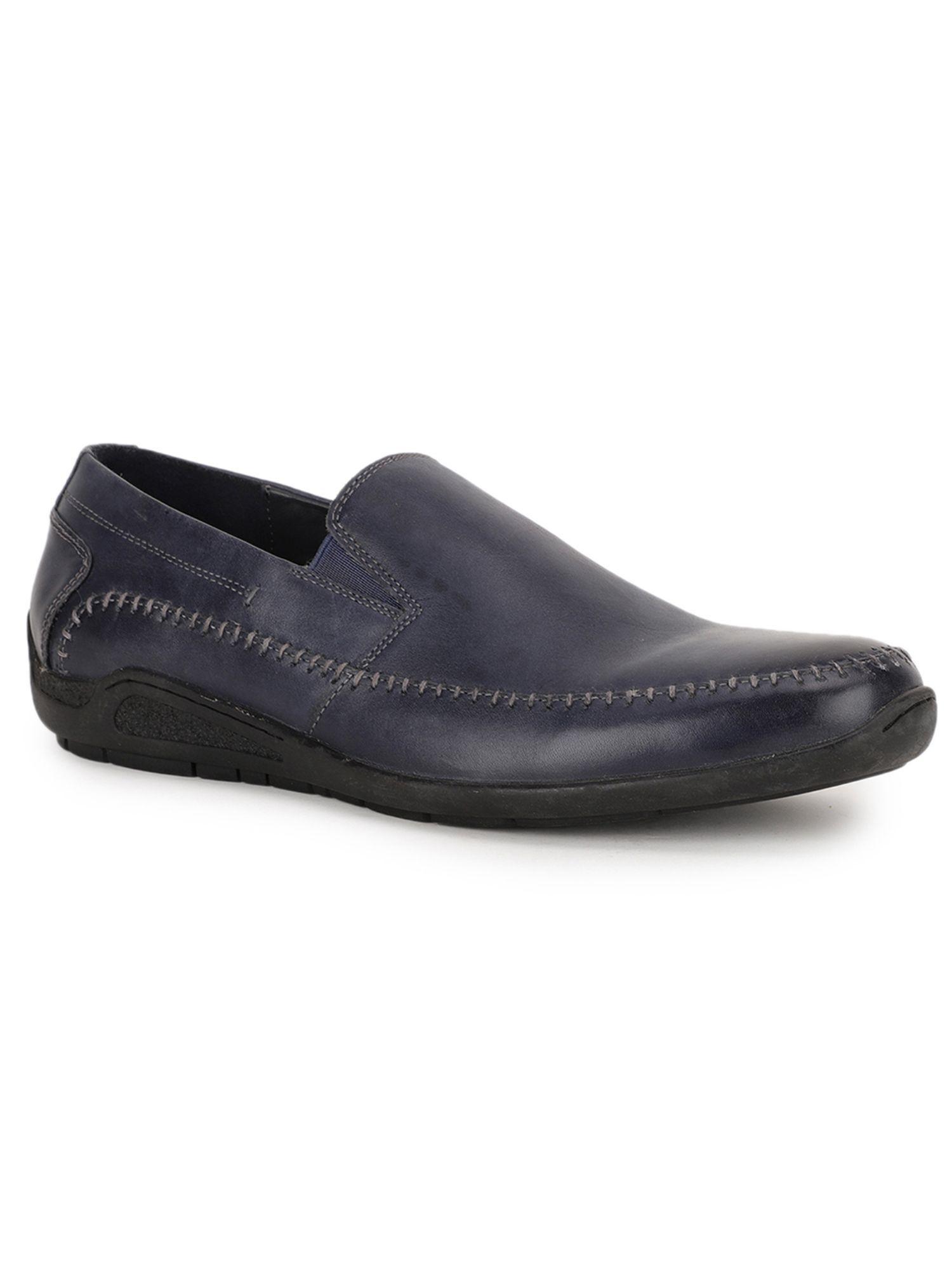 mens navy blue slip on formal loafers