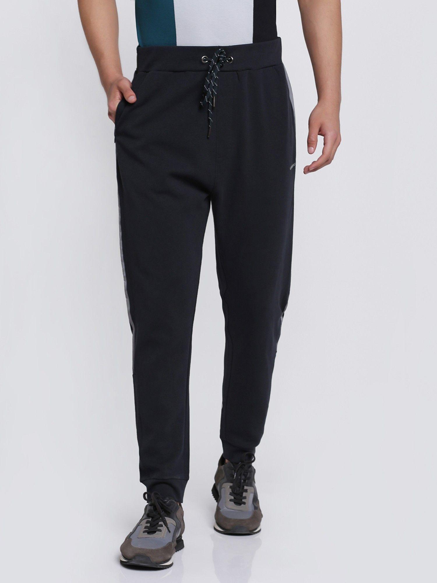 mens navy blue solid joggers