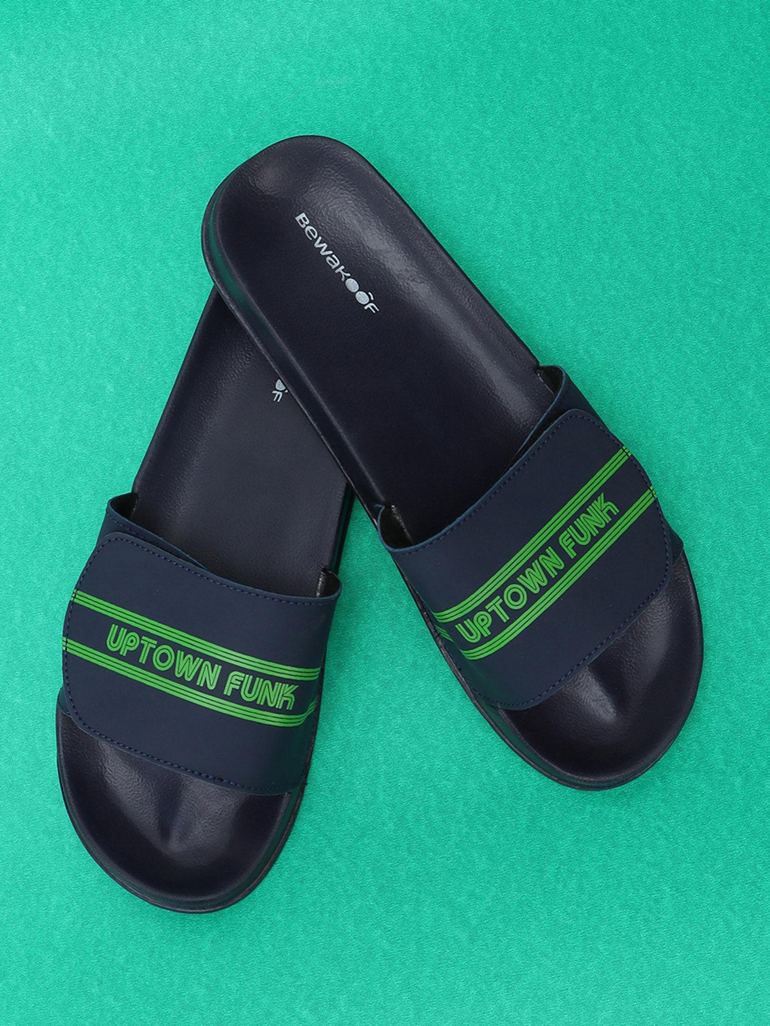 mens navy blue uptown funk velcro sliders