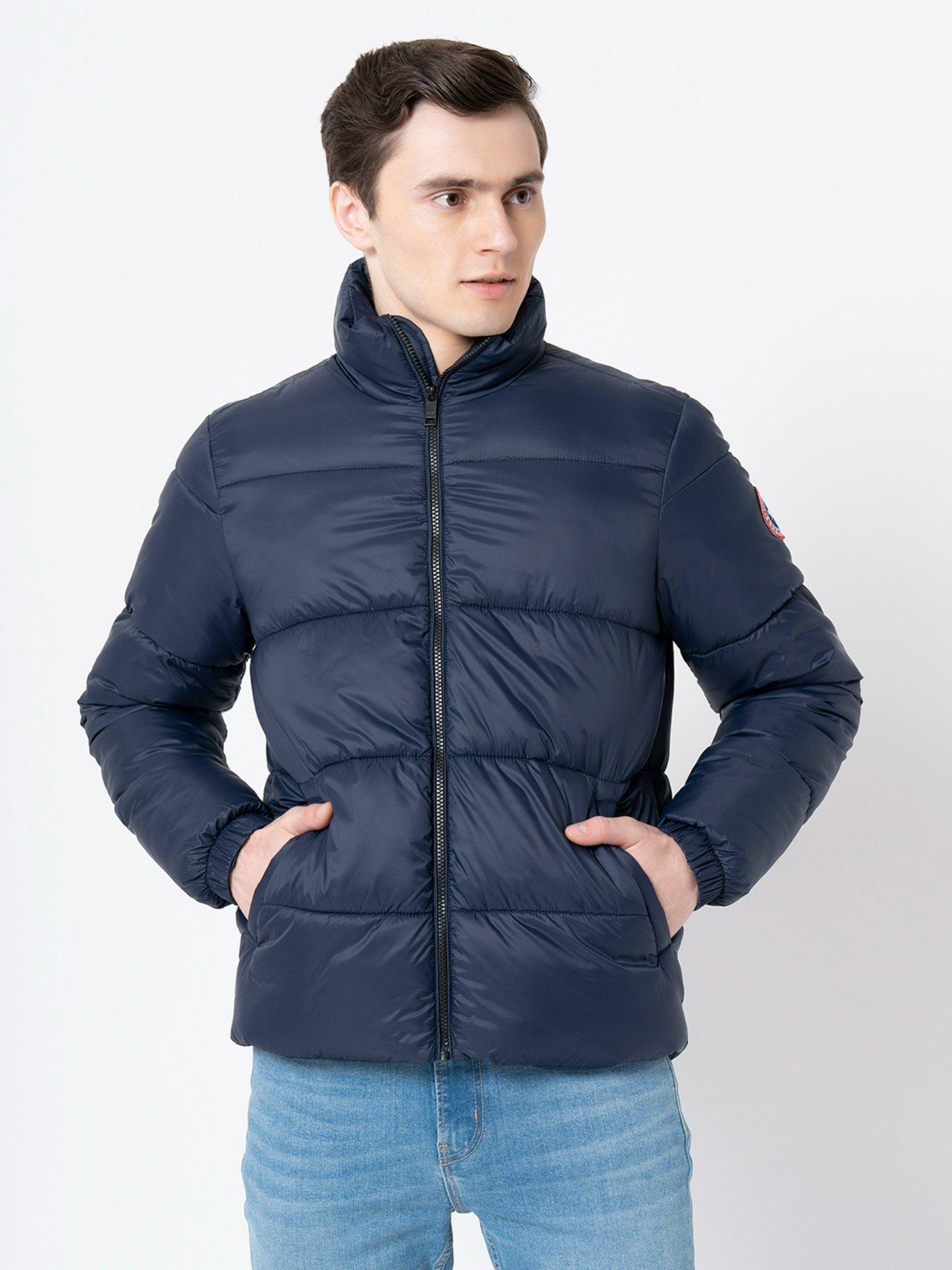 mens navy solid jacket