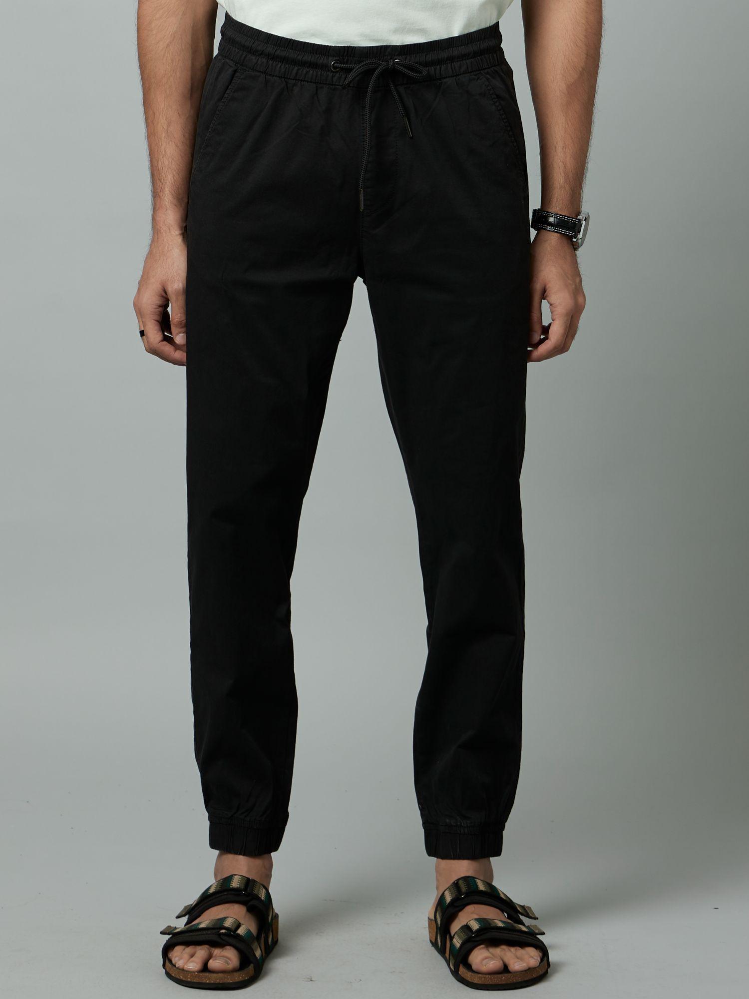 mens navy solid trouser