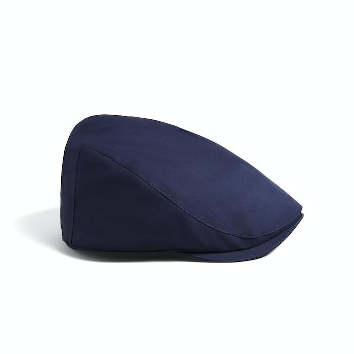 mens navy water resistant nylon flat cap