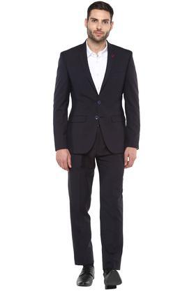 mens notched lapel solid 2 piece suit (neo fit) - dark blue