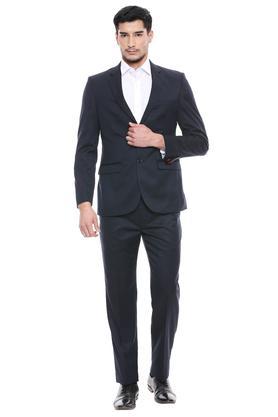 mens notched lapel solid 2 piece suit - dark blue