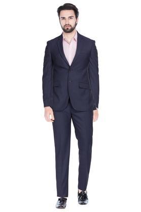 mens notched lapel solid 2 piece suit - violet