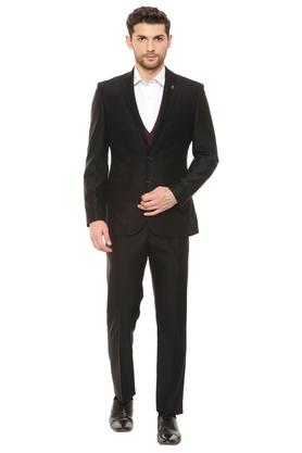 mens notched lapel solid 3 piece suit - black