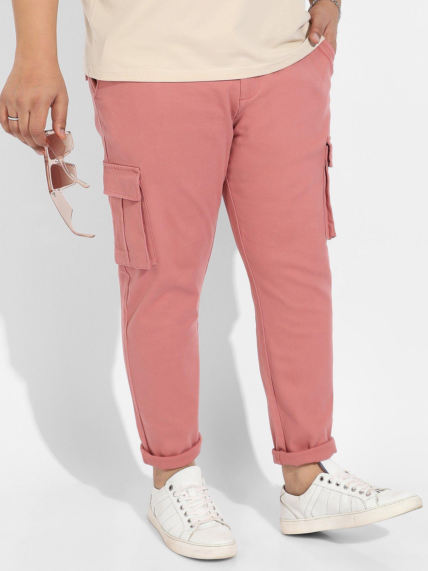 mens nude pink cargo trousers