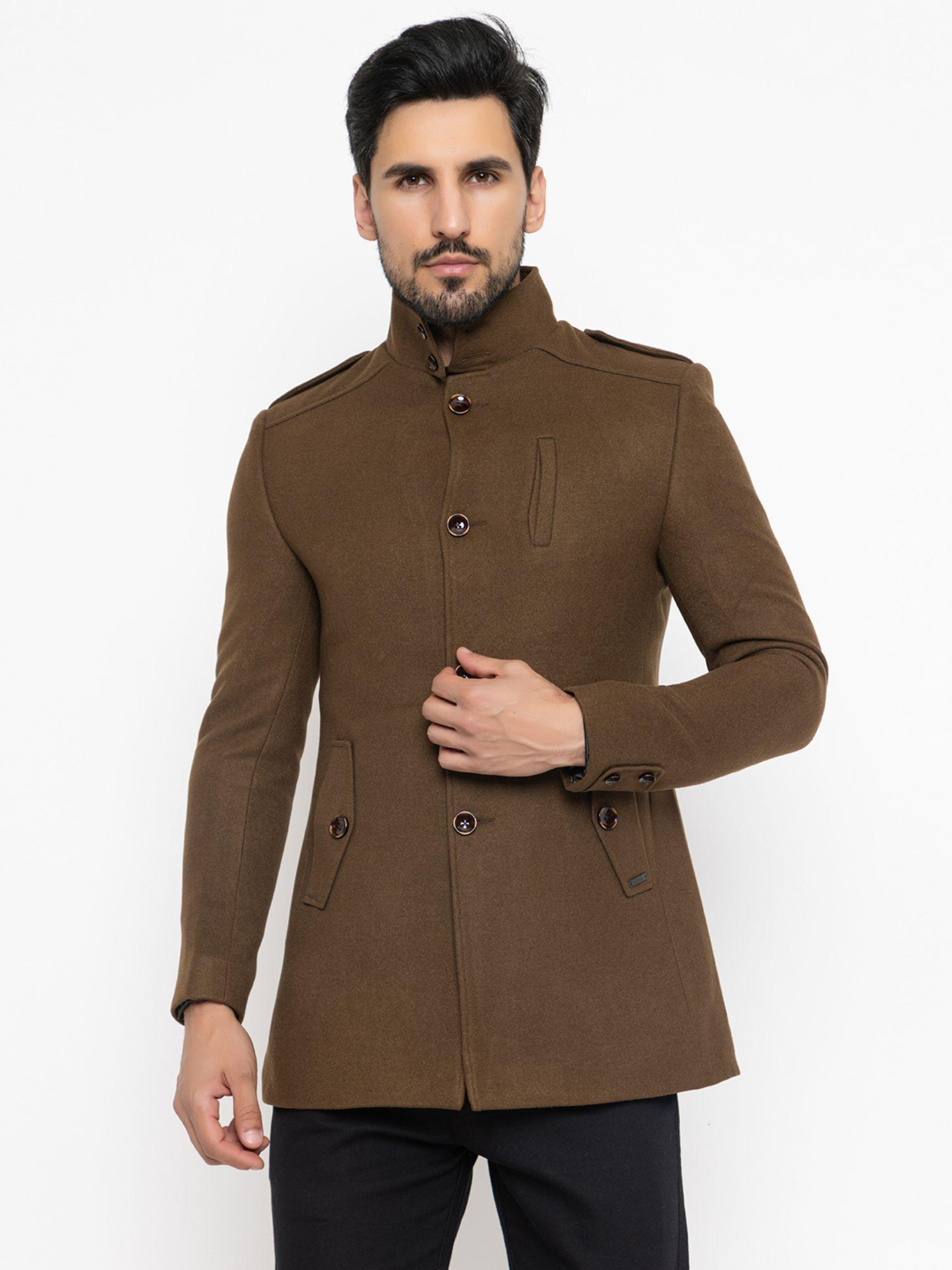 mens ochre solid coat