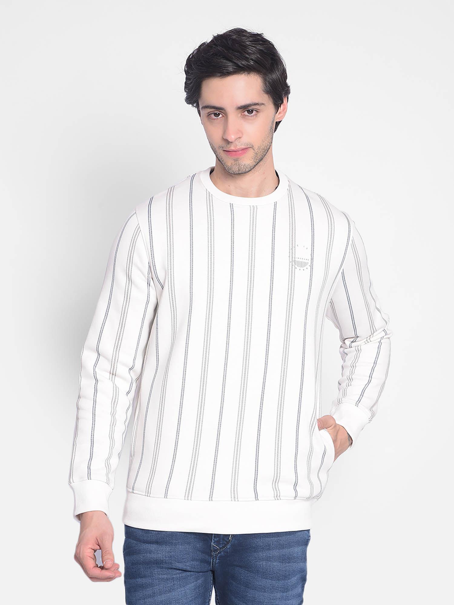 mens off white striped sweatshirt