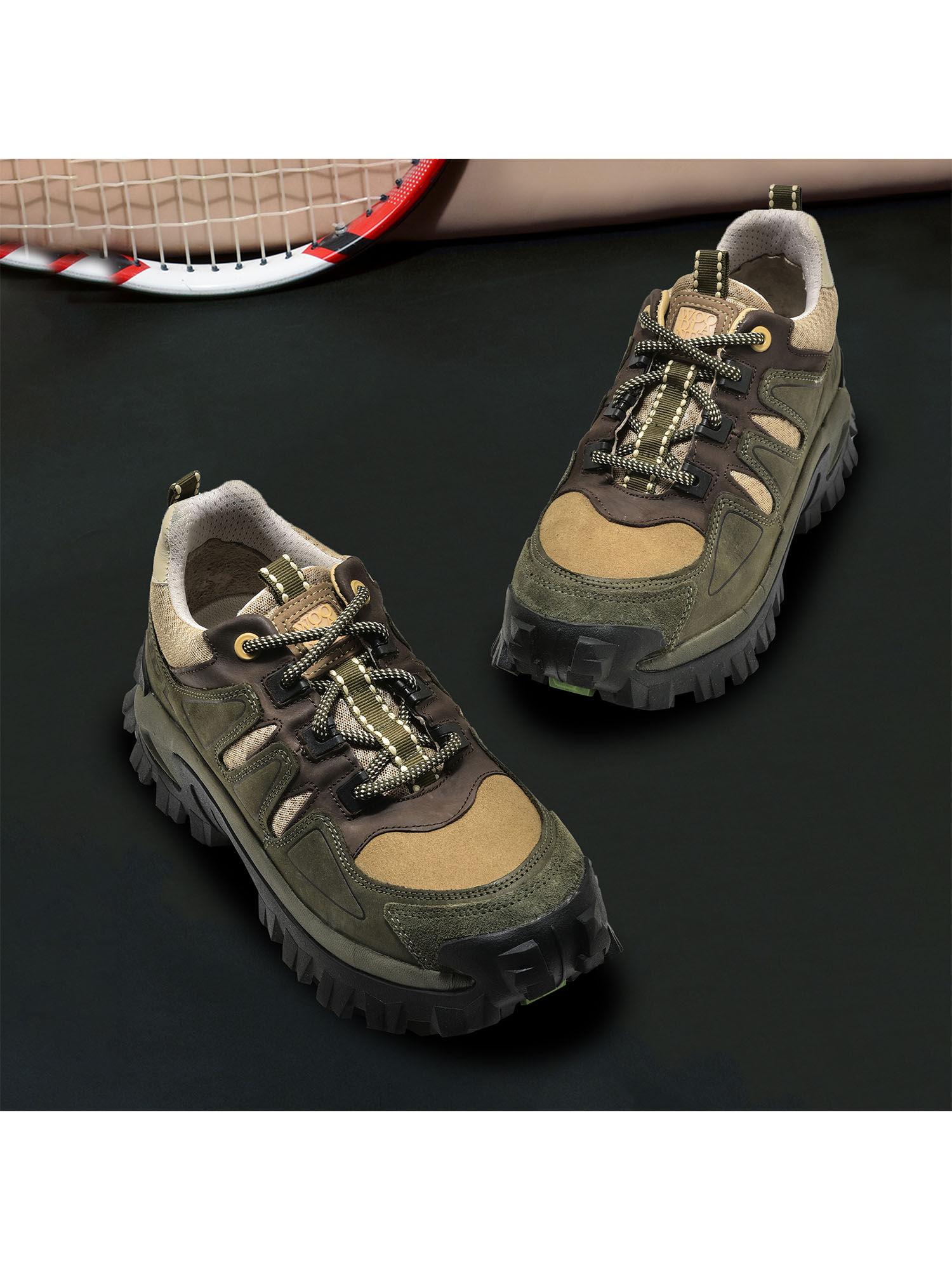 mens olive green lace up casual shoes