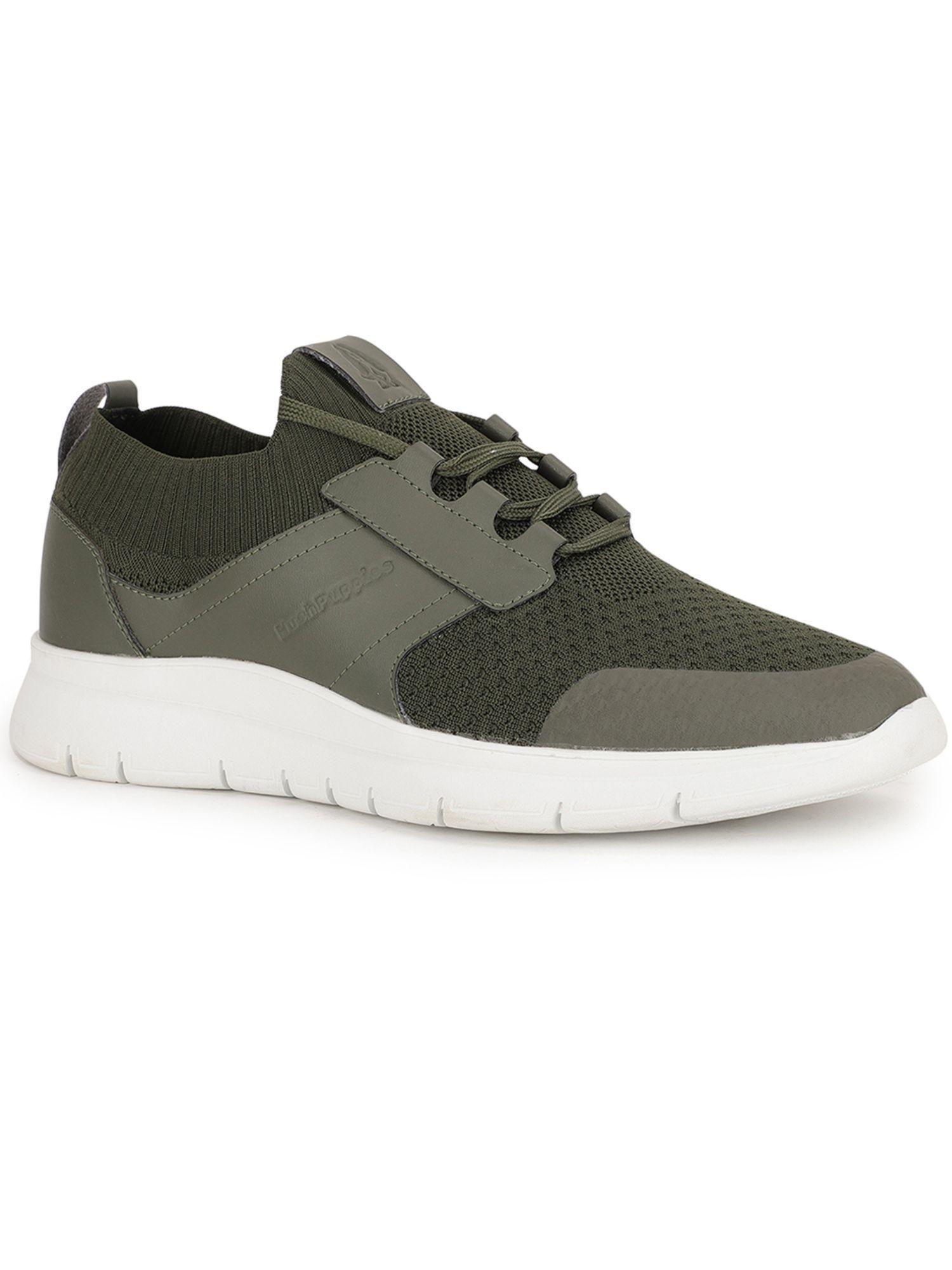 mens olive lace-ups running shoes