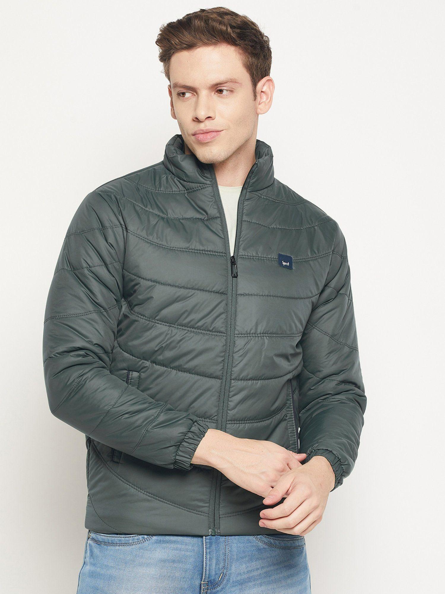 mens olive solid full sleeve jacket