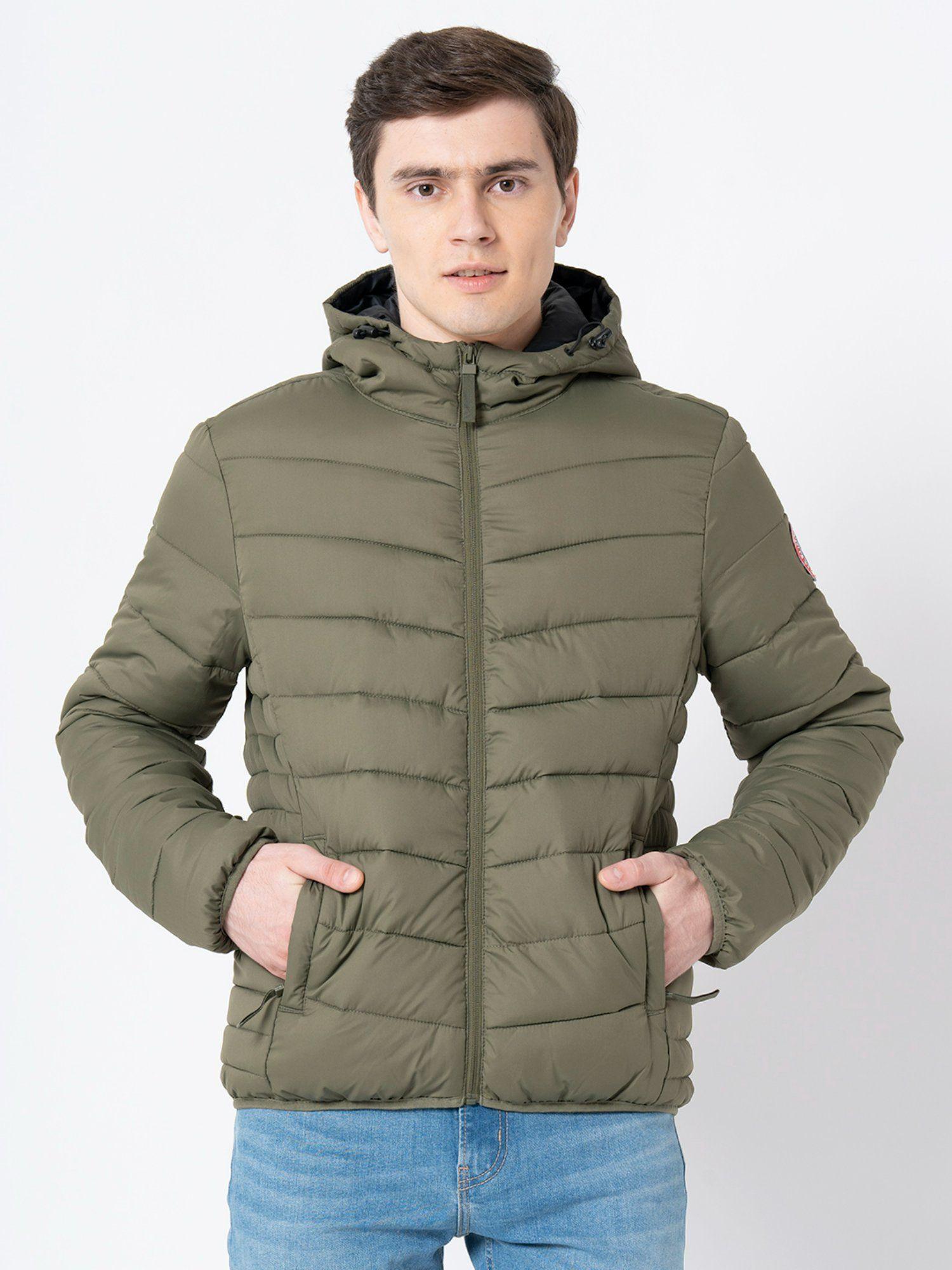 mens olive solid jacket