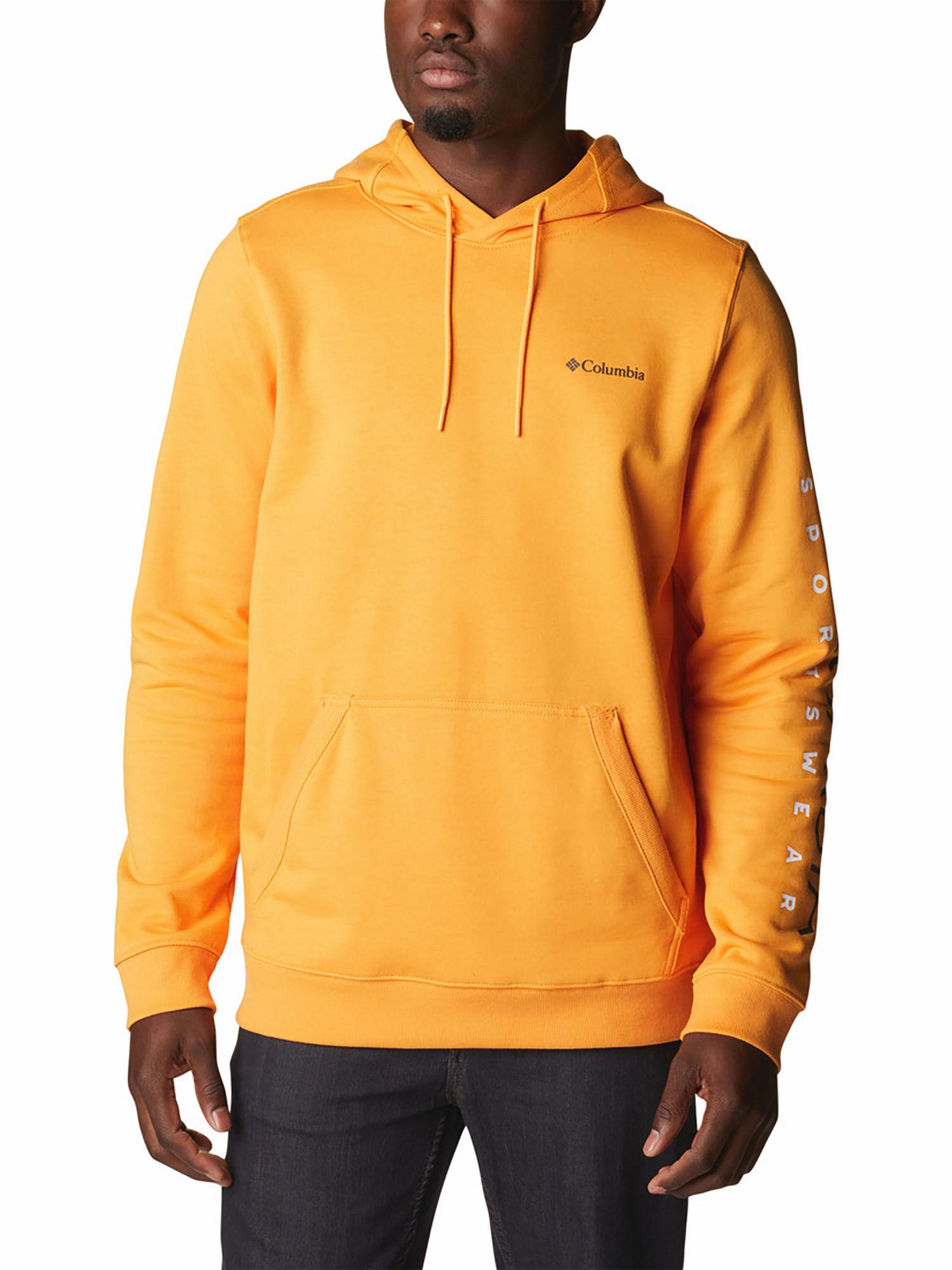 mens orange blended fabric full sleeve csc basic logo hoodie sweatshirt