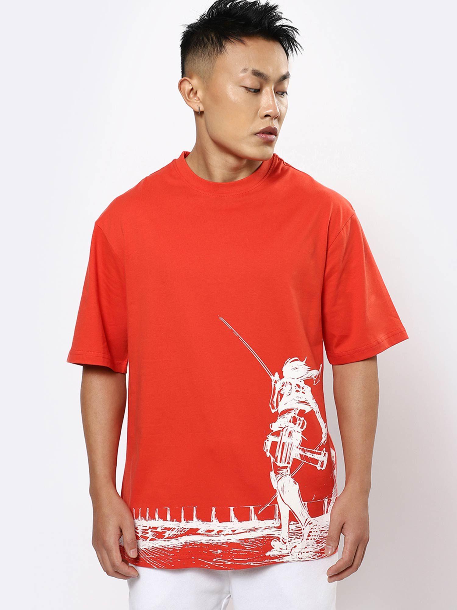 mens orange graphic oversized t-shirt