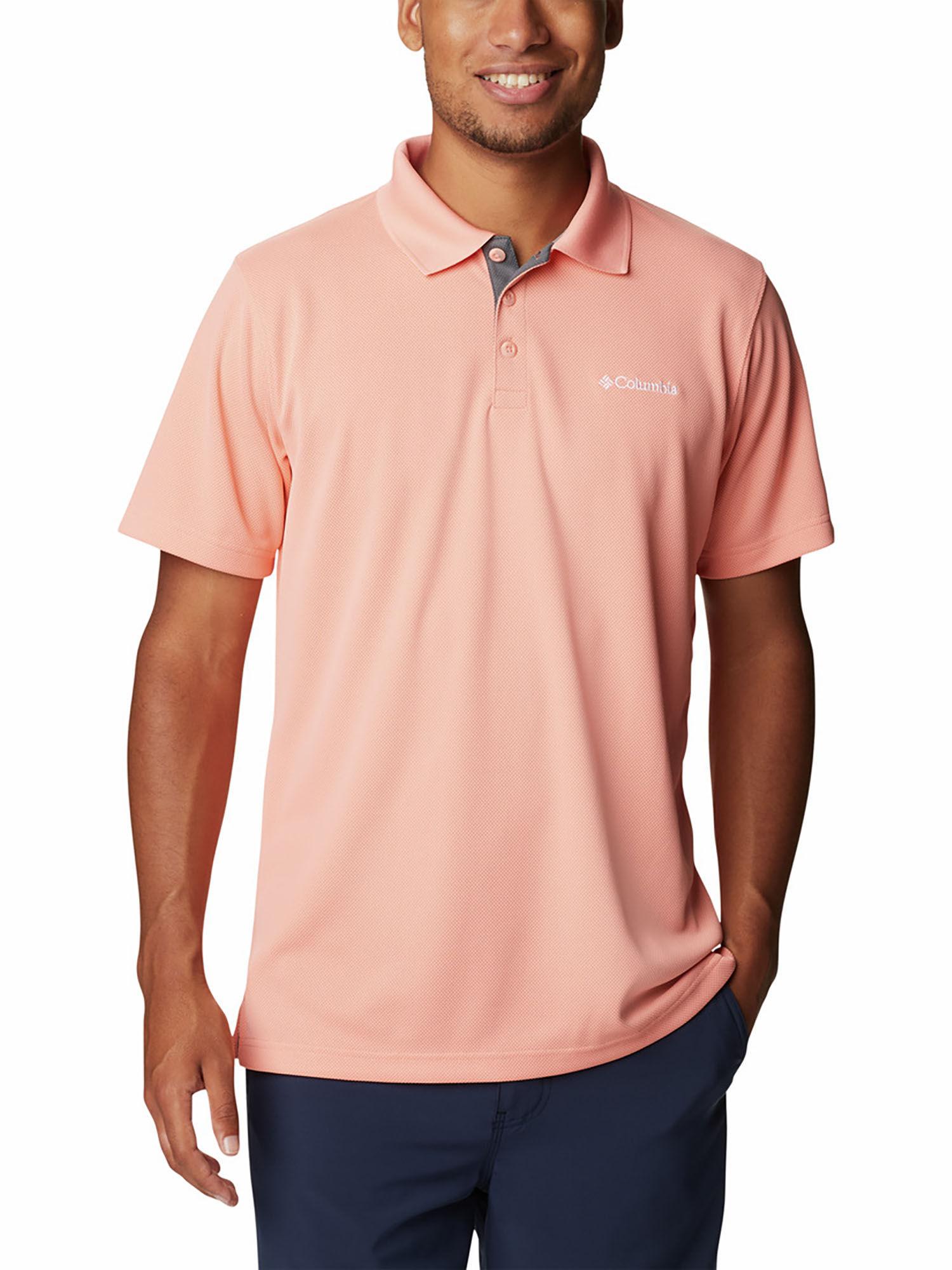 mens orange polyester short sleeve utilizer polo t-shirt