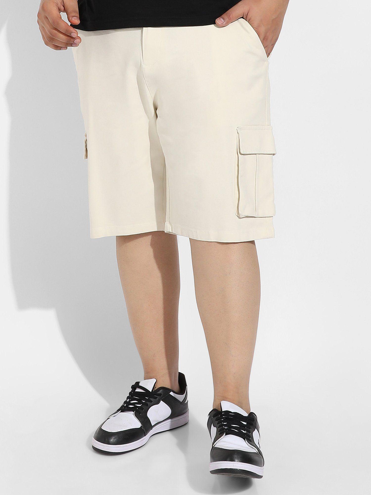 mens pale cream cargo shorts