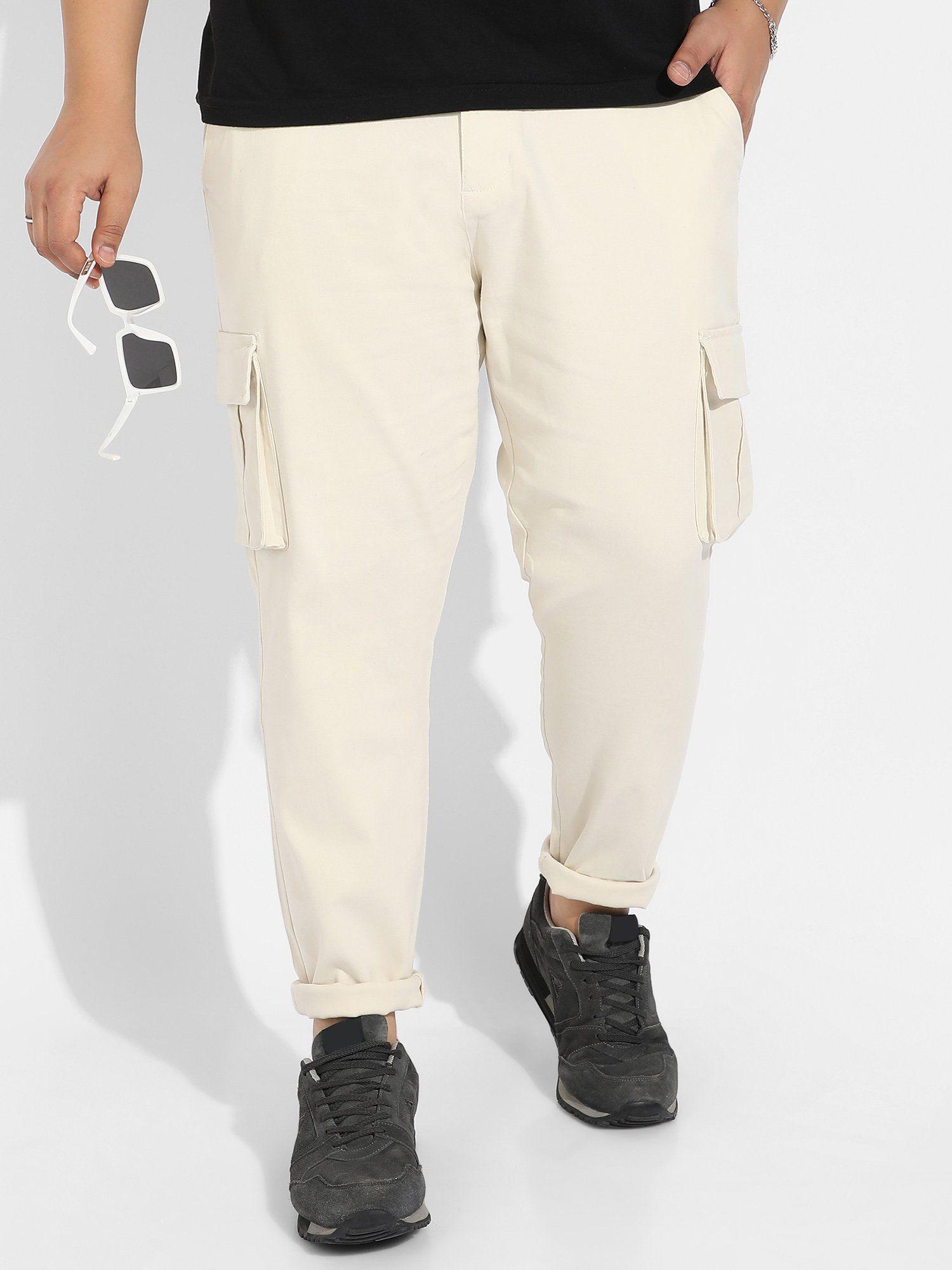 mens pale cream cargo trousers