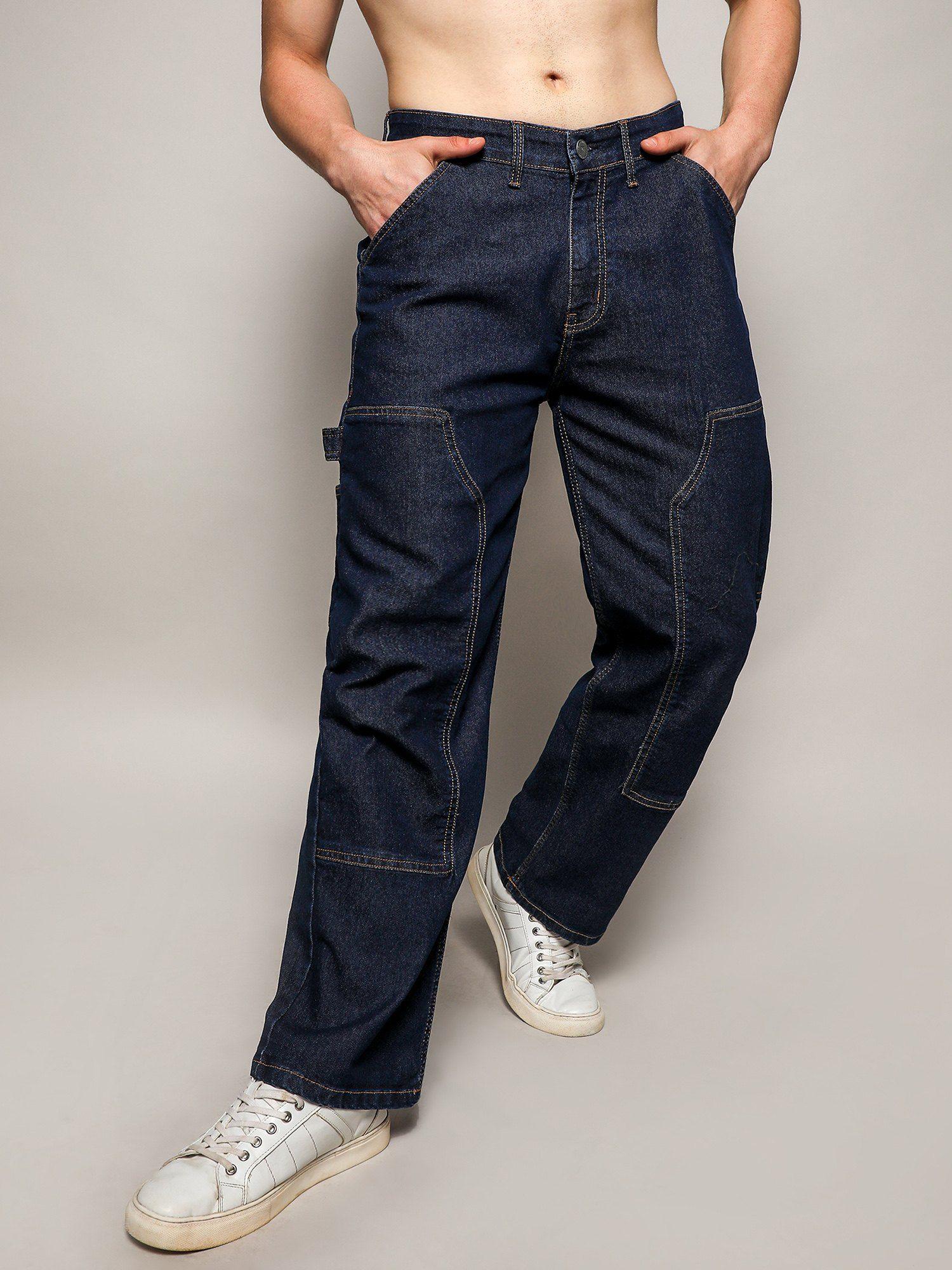 mens paneled patch pocket denim jeans