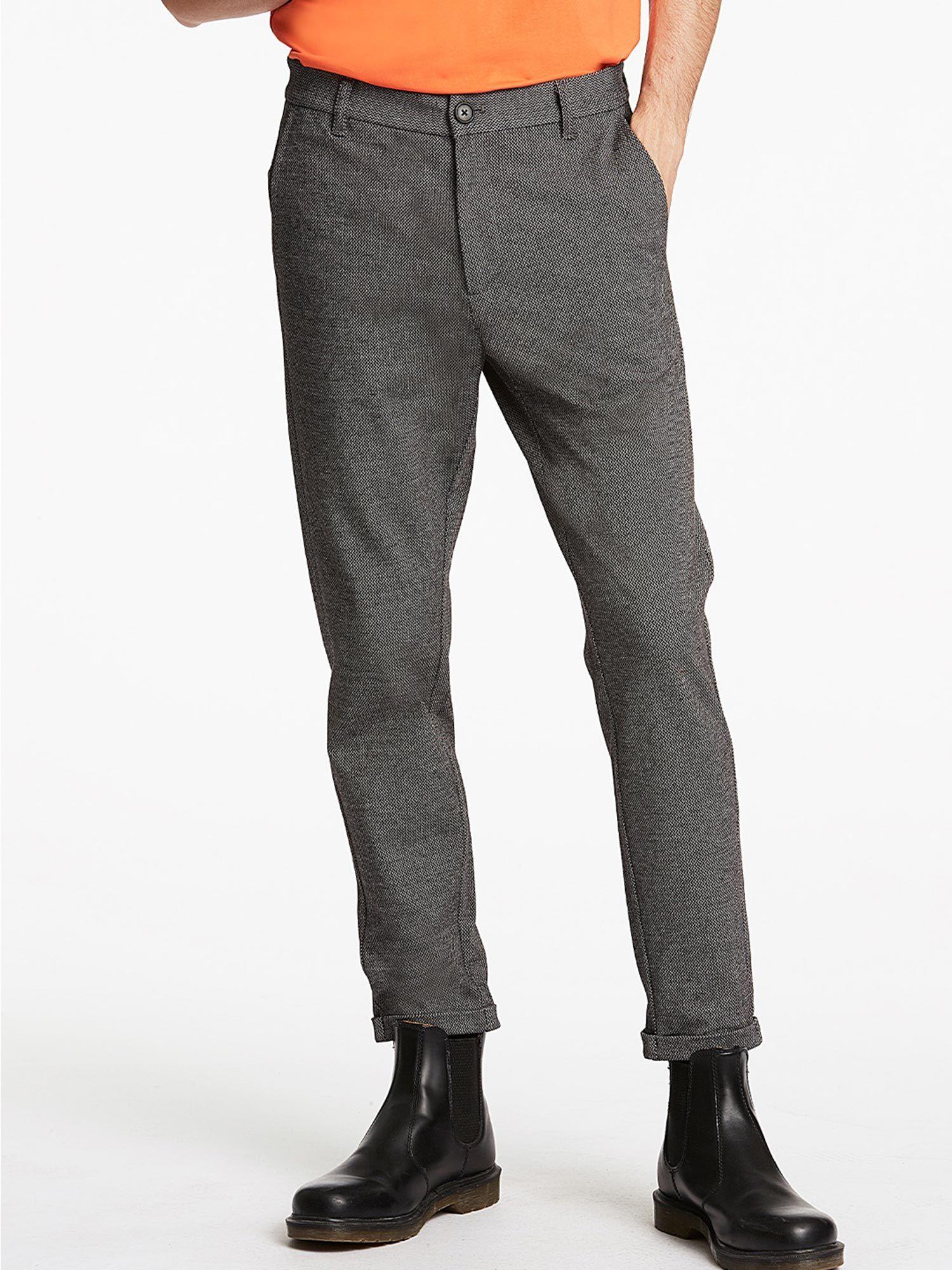 mens patterned mixed slim fit trousers