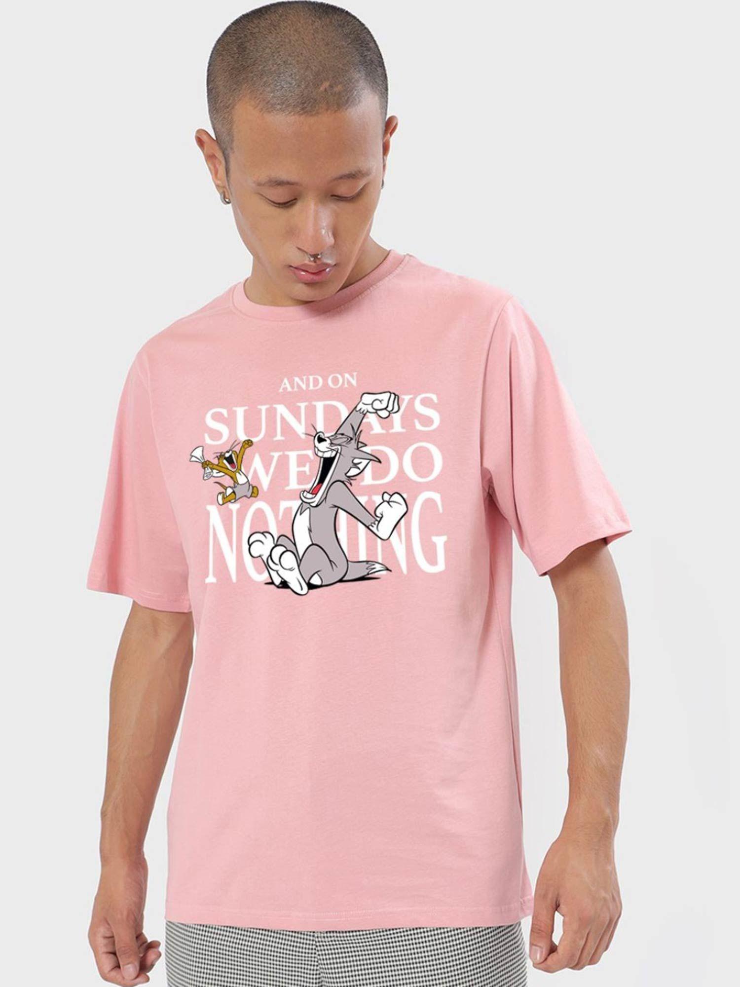 mens pink graphic oversized t-shirt