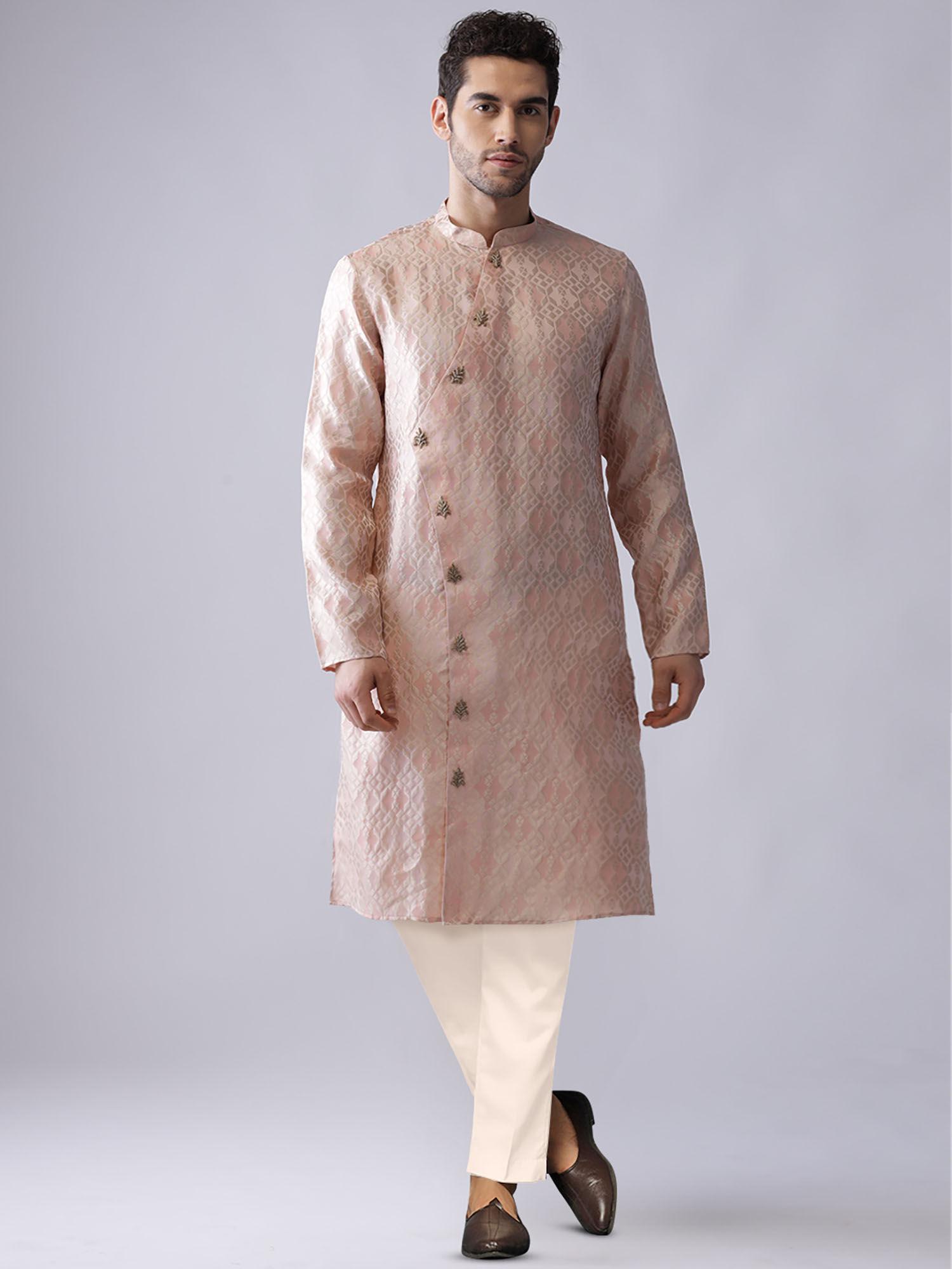 mens pink kurta trousers (set of 2)