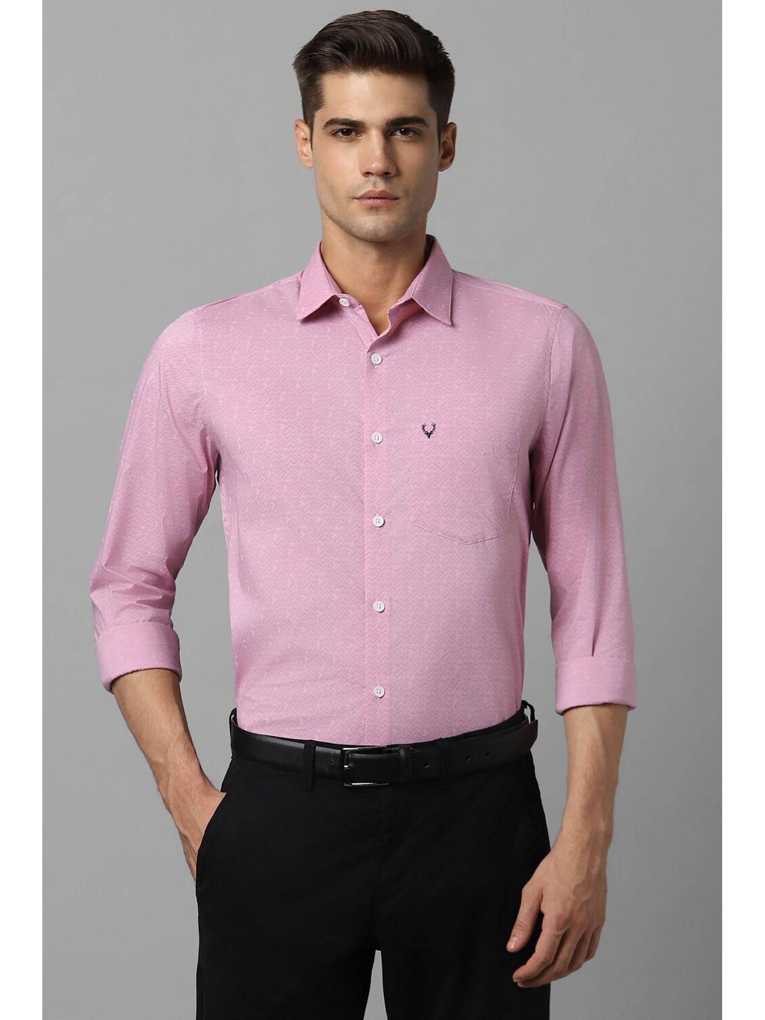 mens pink slim fit print full sleeves formal shirt