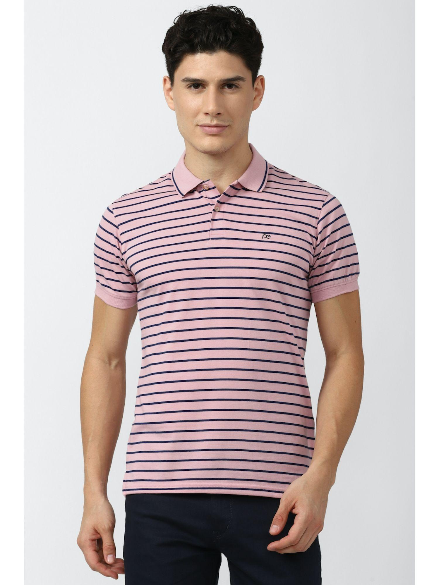 mens pink stripe polo t-shirts