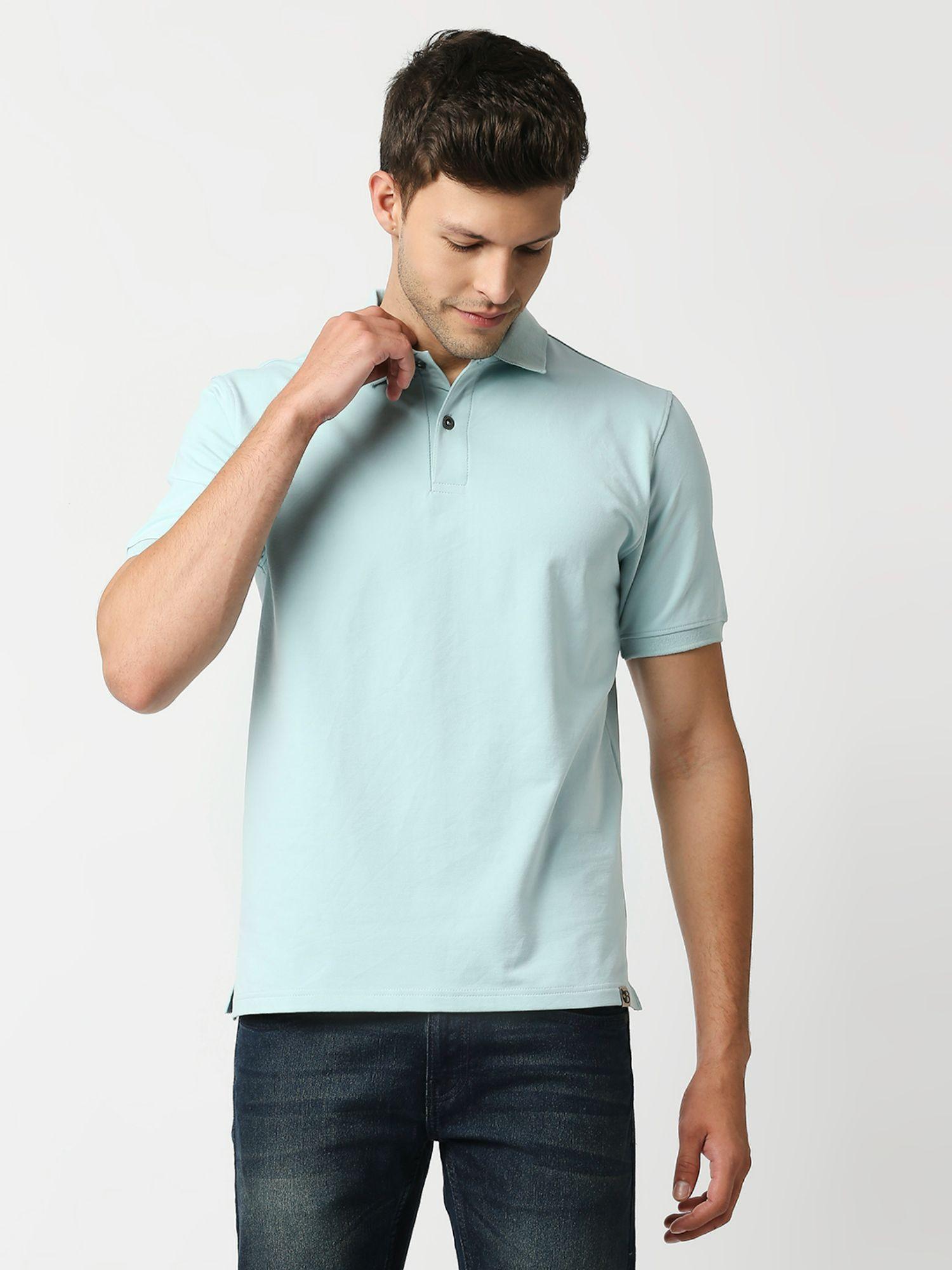 mens polo plain aqua color t shirt