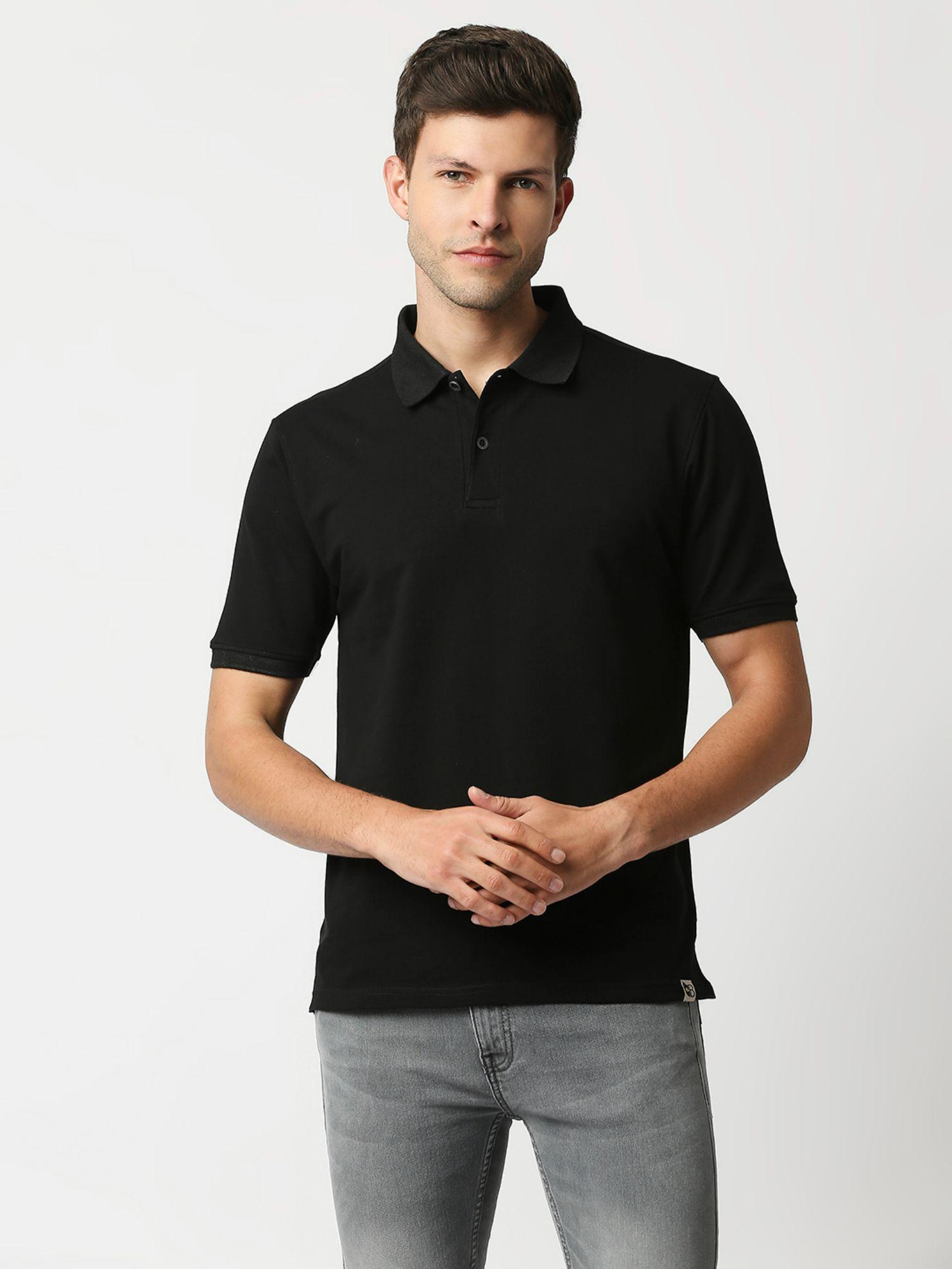 mens polo plain black color t shirt