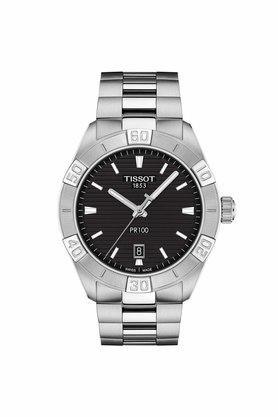 mens pr100 black dial stainless steel analogue watch - t1016101105100