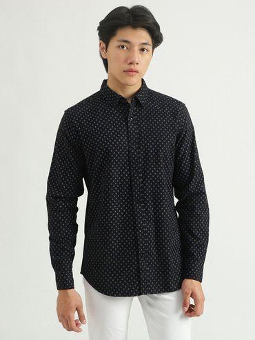 mens printed shirt-black