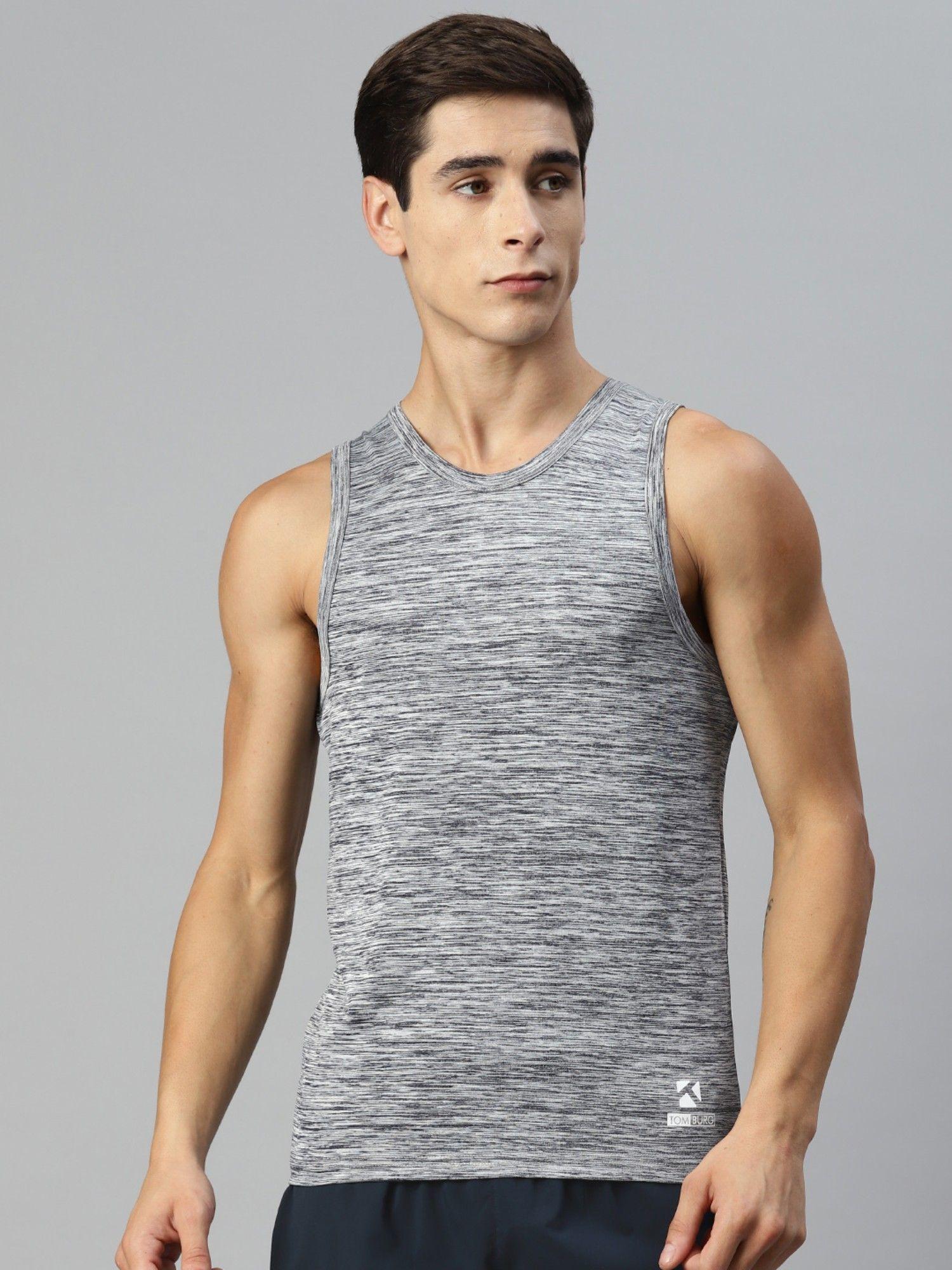 mens printed tank top black