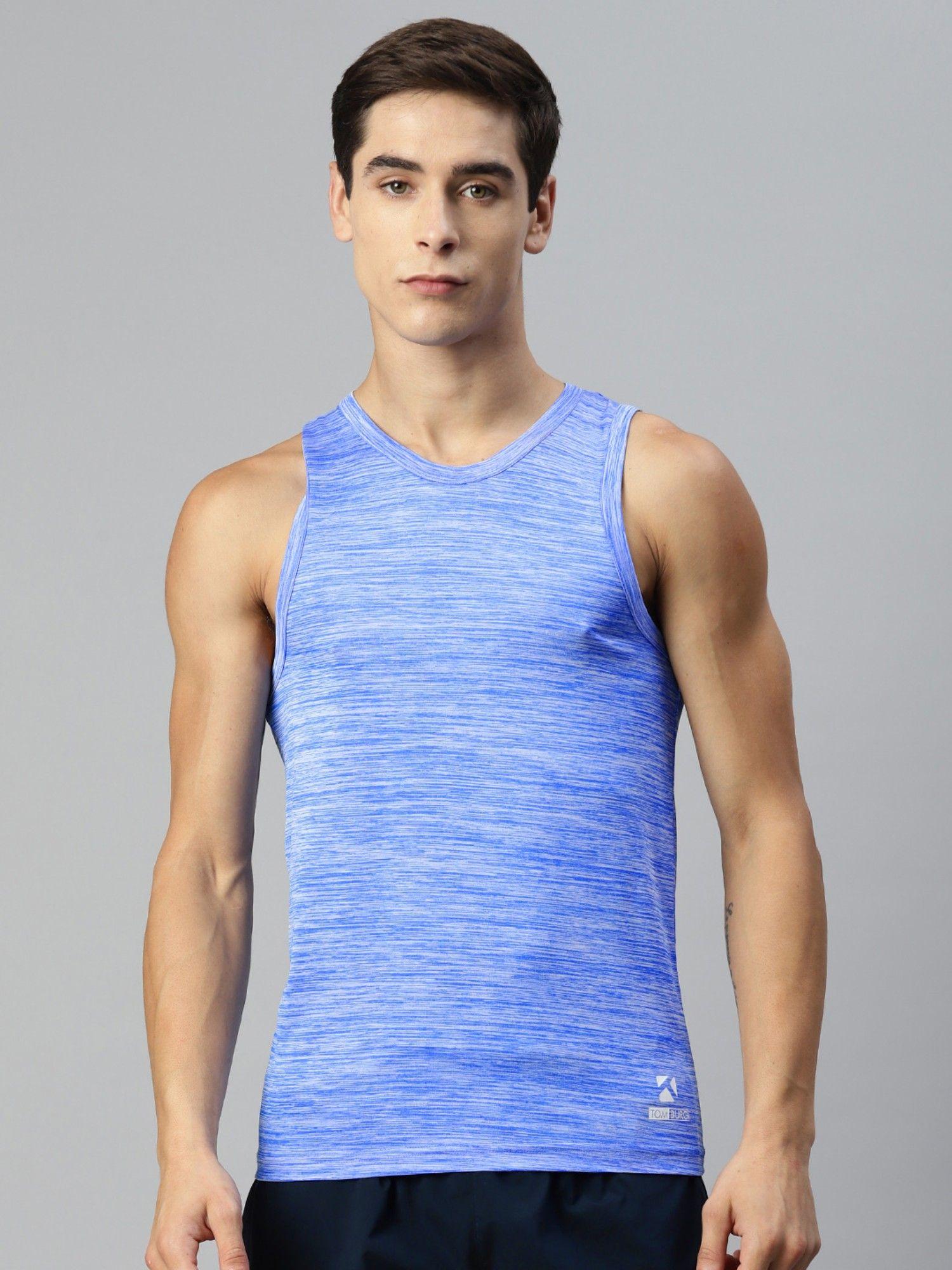 mens printed tank top blue