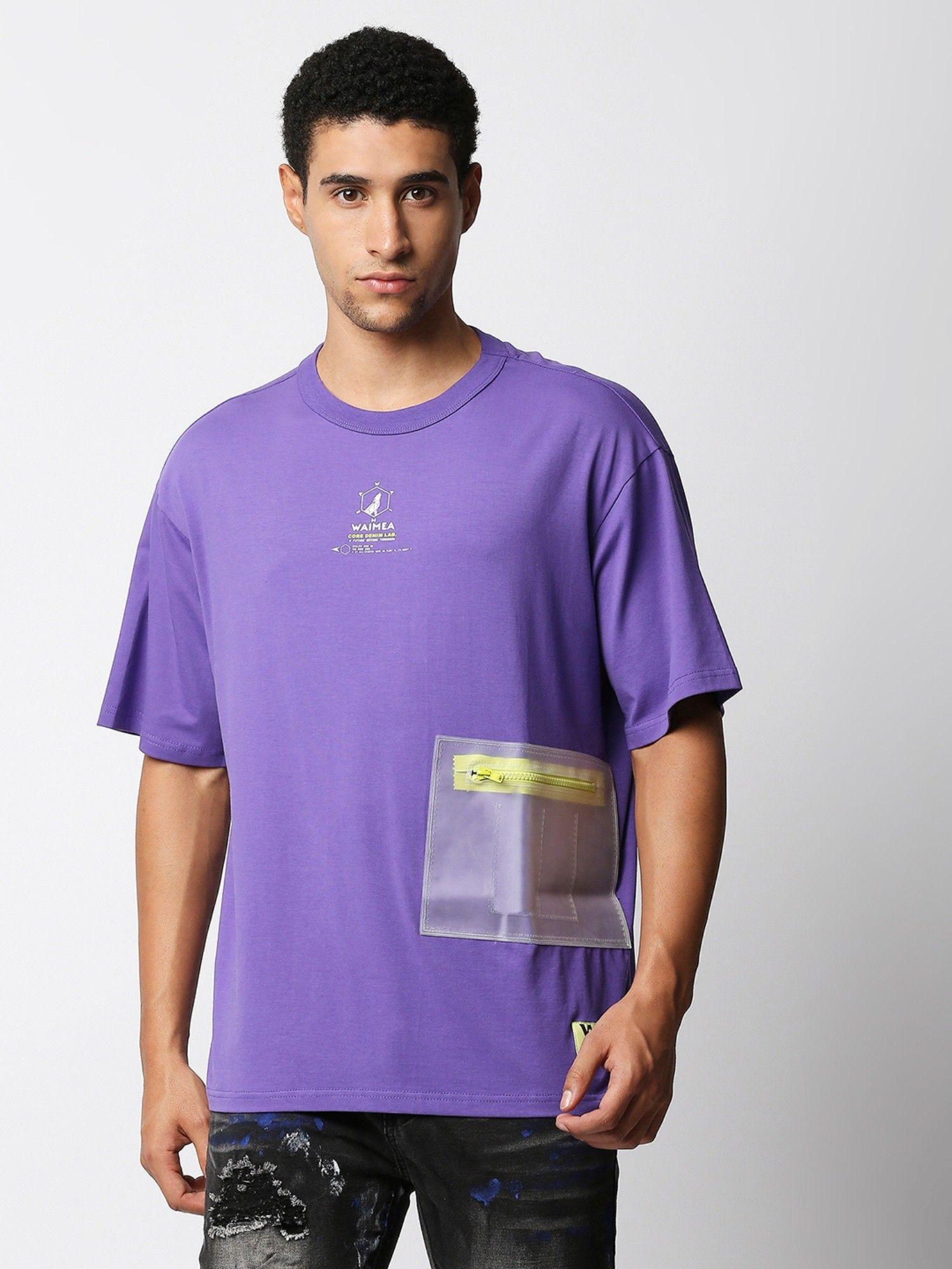 mens purple drop shoulder boxy fit t-shirt