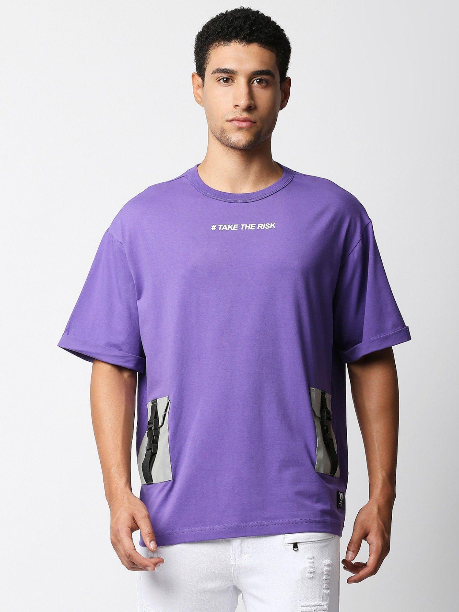 mens purple drop shoulder boxy fit t-shirt