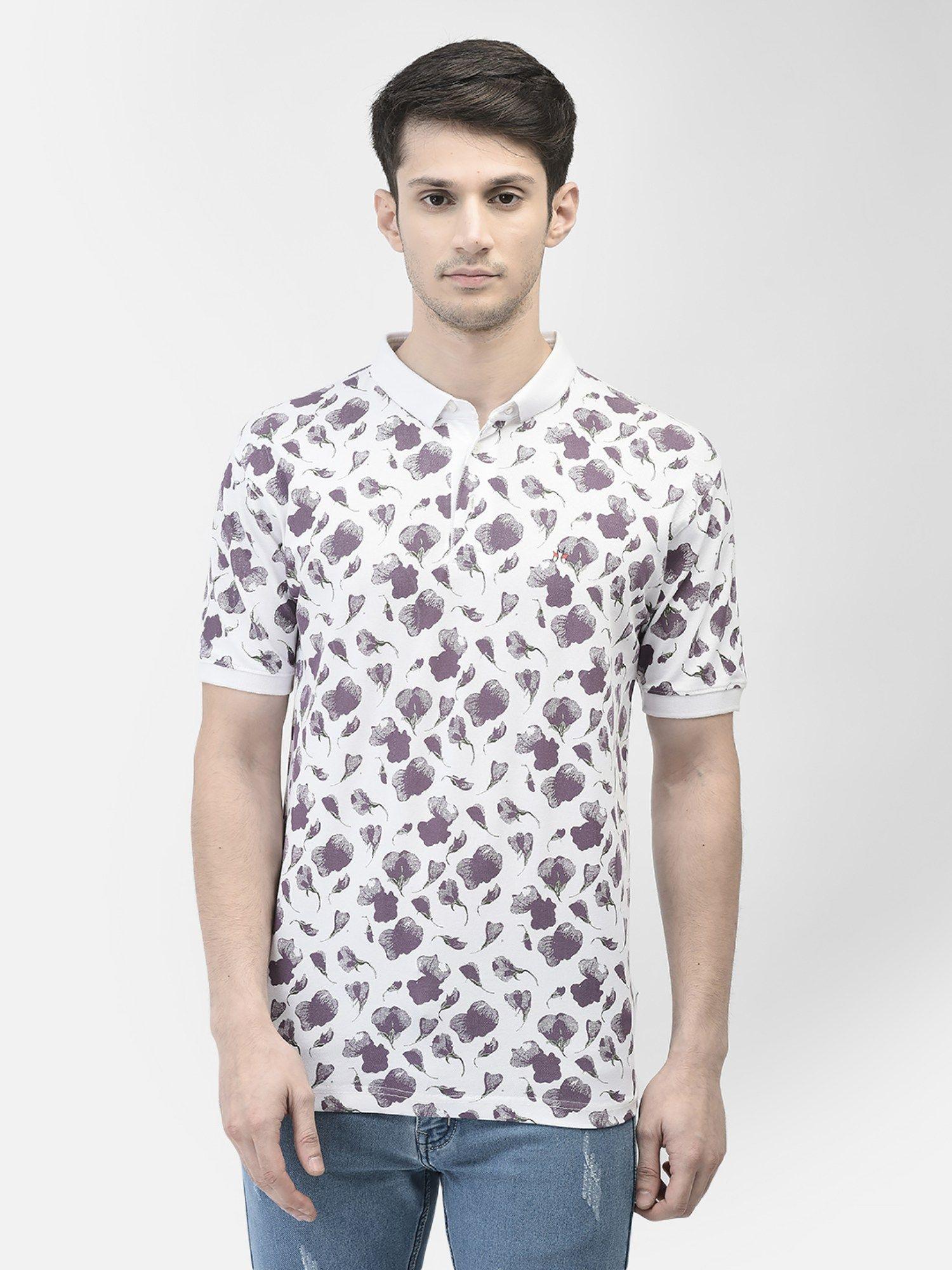 mens purple printed polo t-shirt