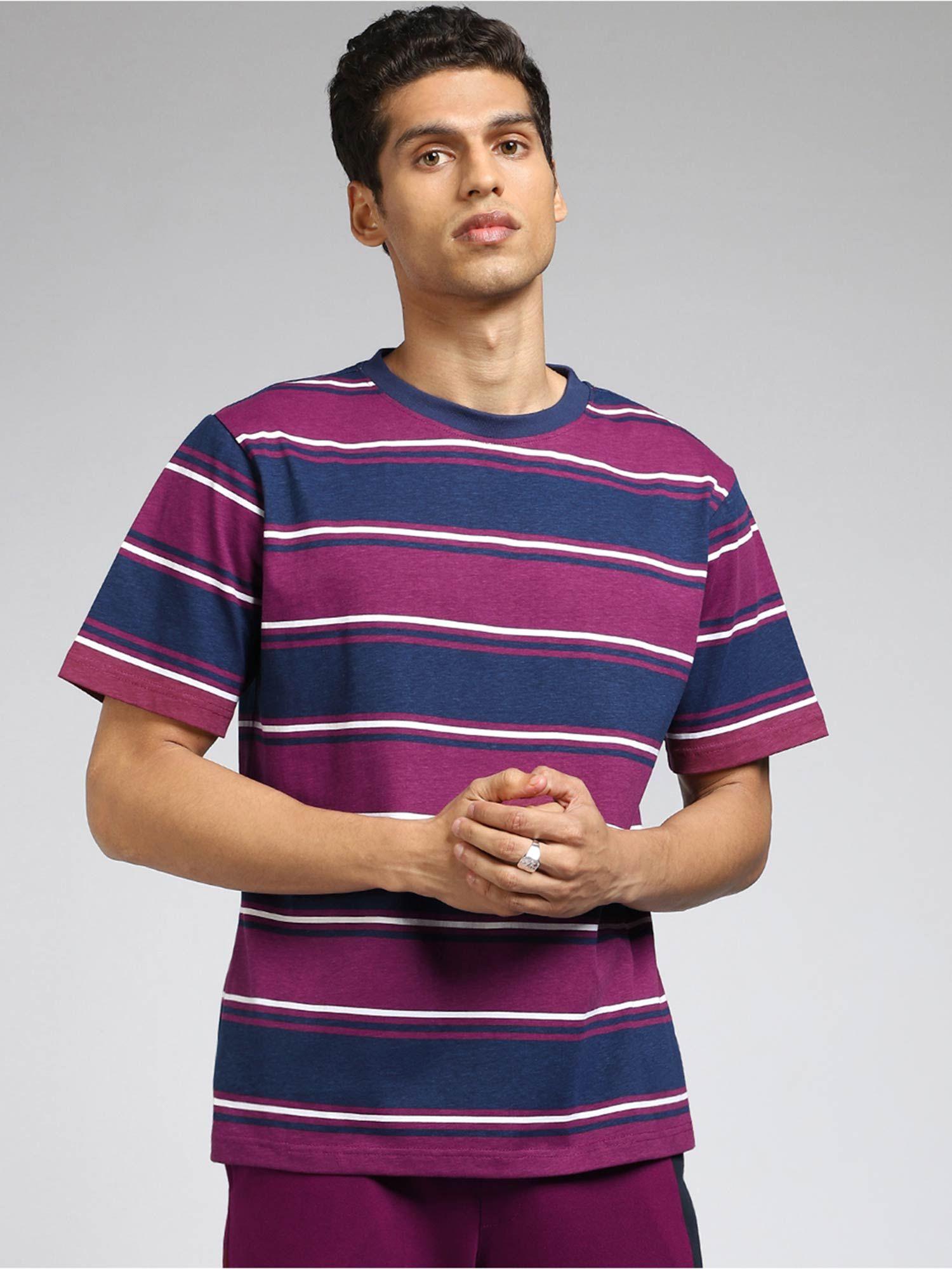 mens purple stripes oversized t-shirt