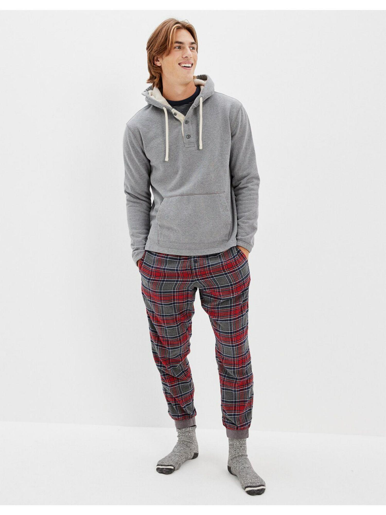 mens red flannel joggers