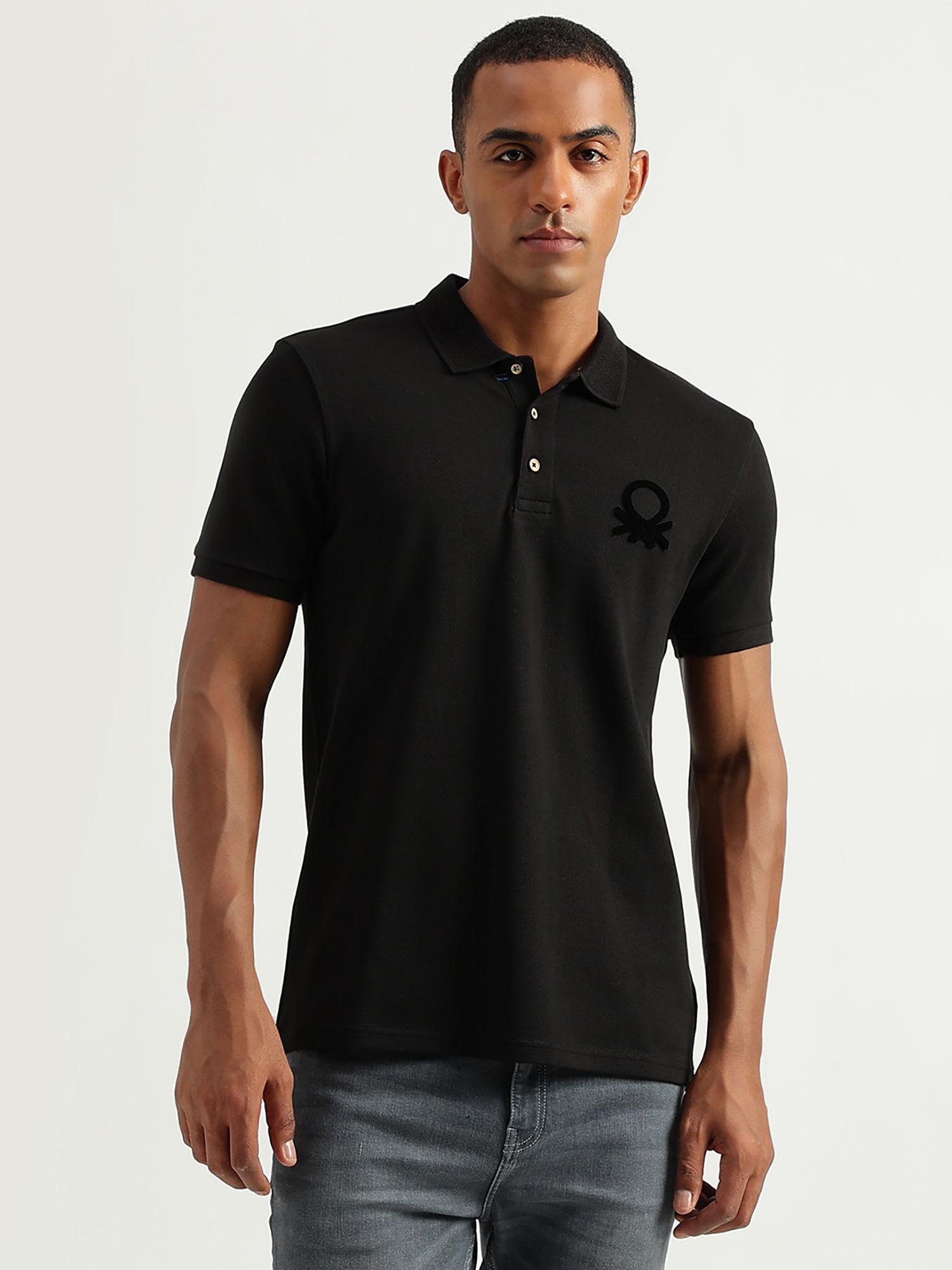 mens regular fit polo collar solid t-shirt